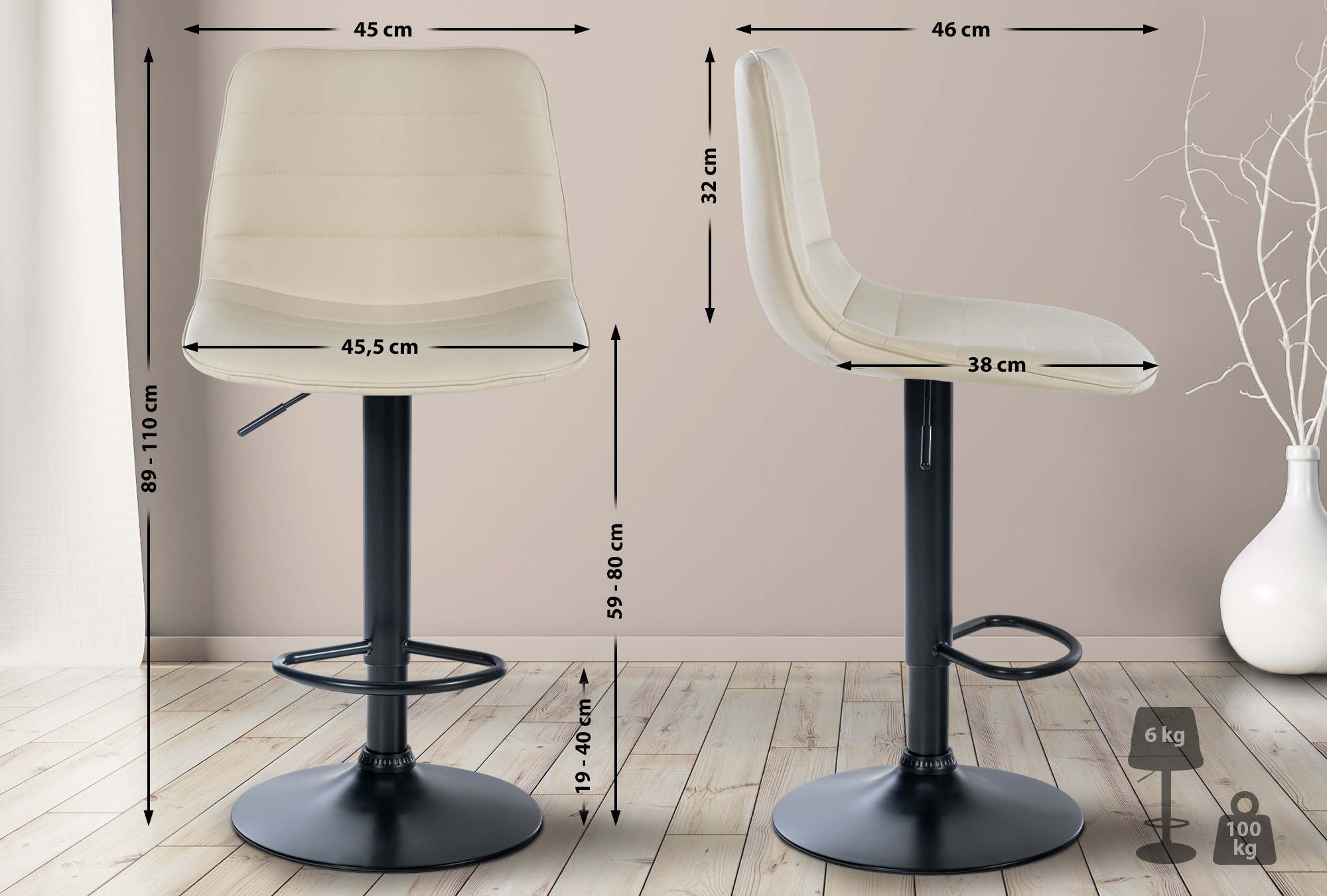 2er Set Barhocker Lex Kunstleder