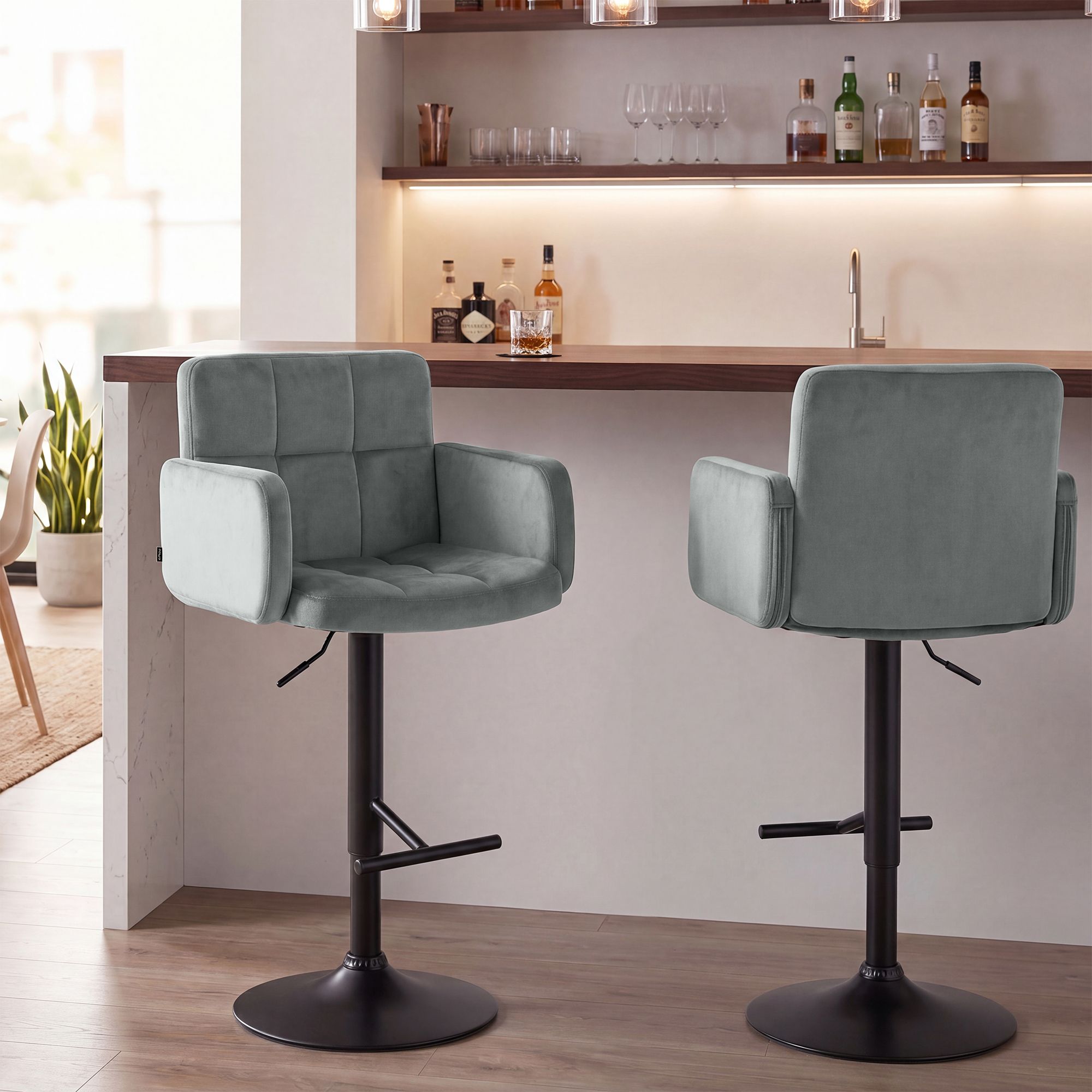2er Set Barhocker Los Angeles Samt