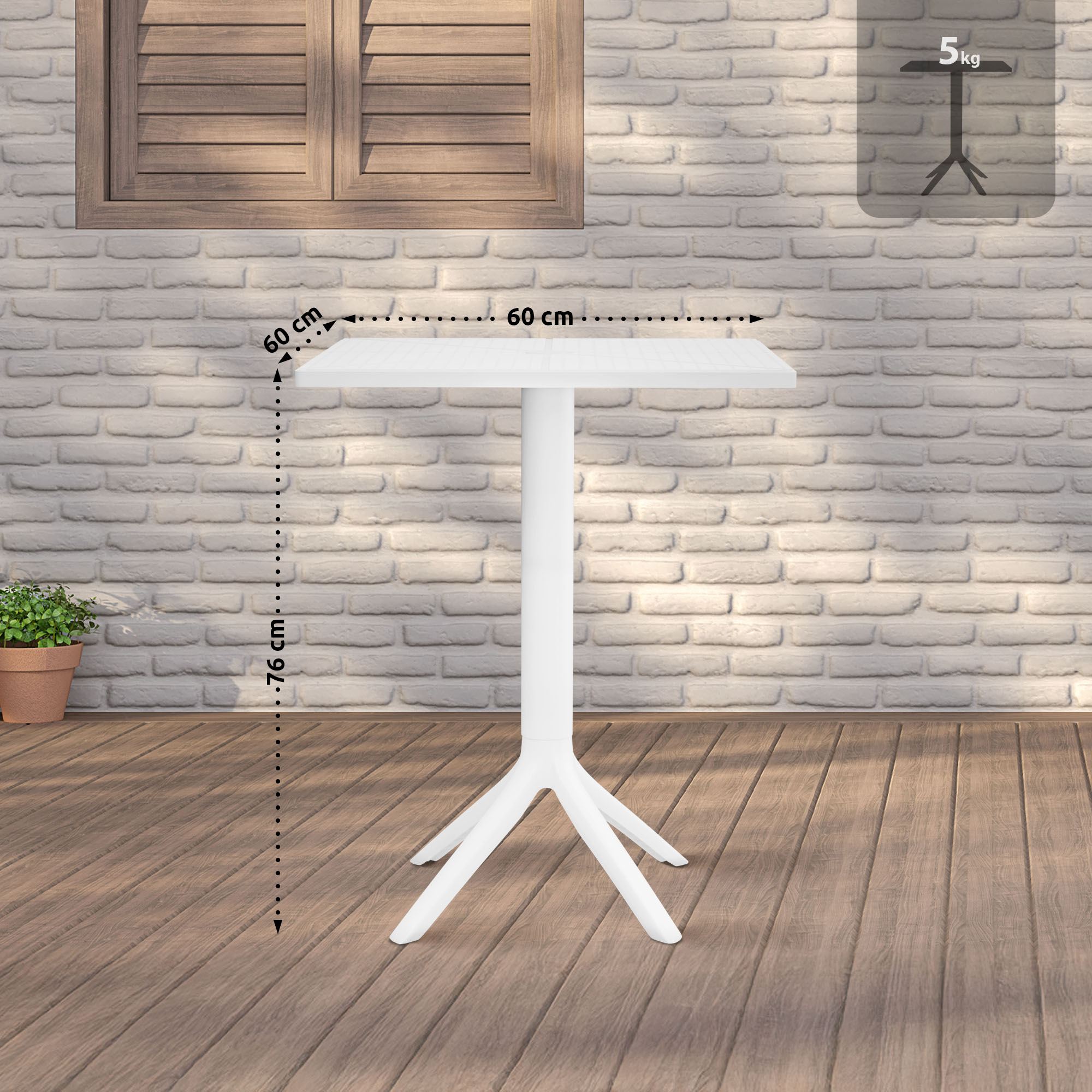 Gartentisch Nuvela 60 x 60 cm  Wetterfest, UV-beständig, pflegeleicht