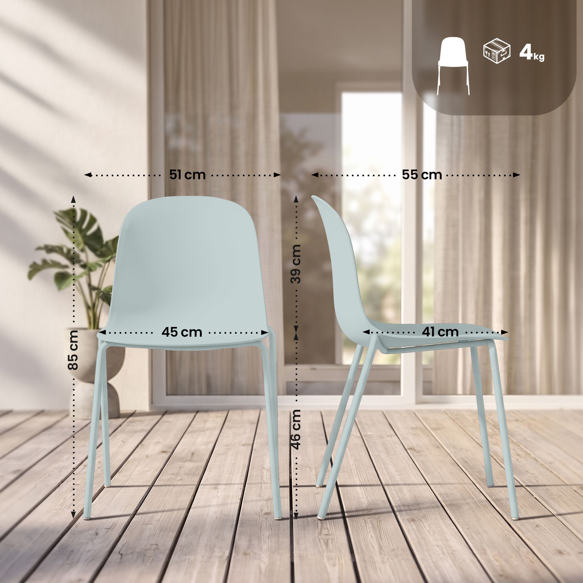 2er Set Stapelstuhl Hardin