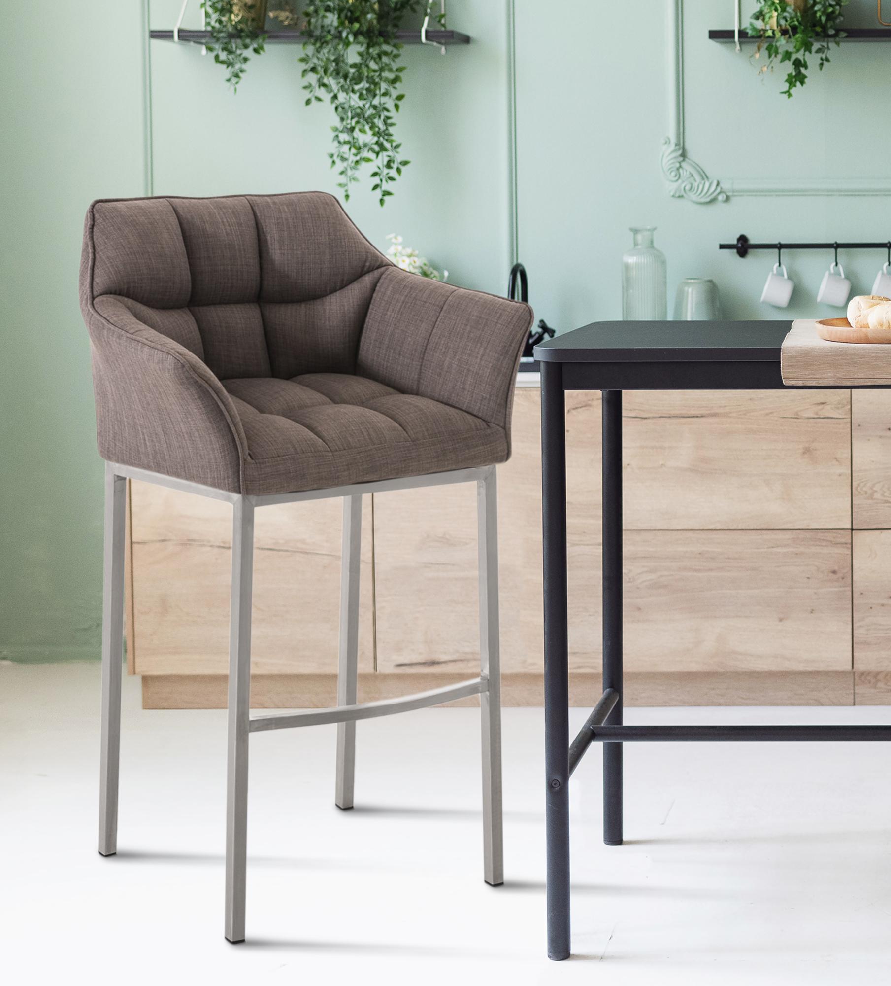 2er Set Barhocker Damaso Stoff mit Vierfußgestellen