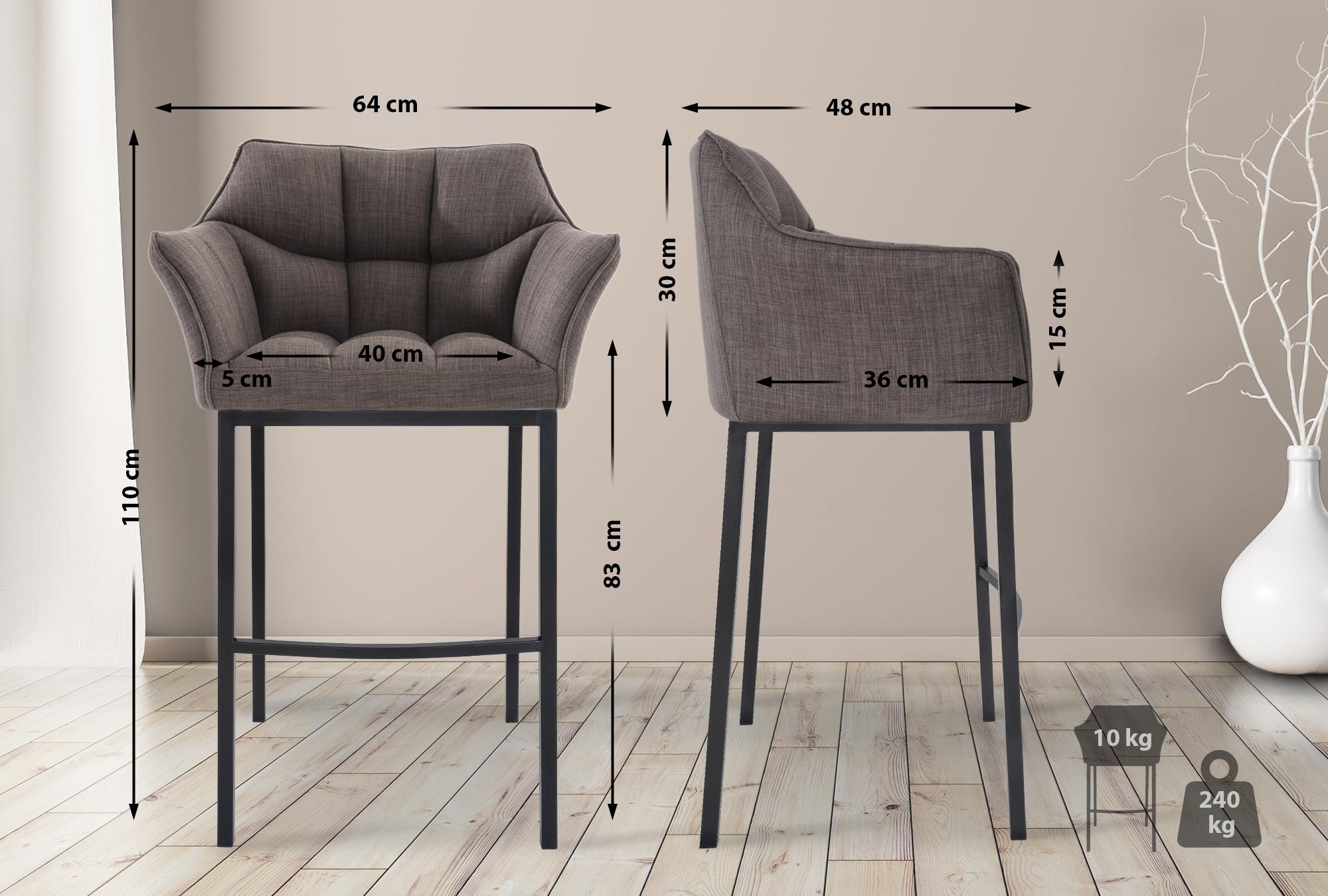 2er Set Barhocker Damaso Stoff mit Vierfußgestellen