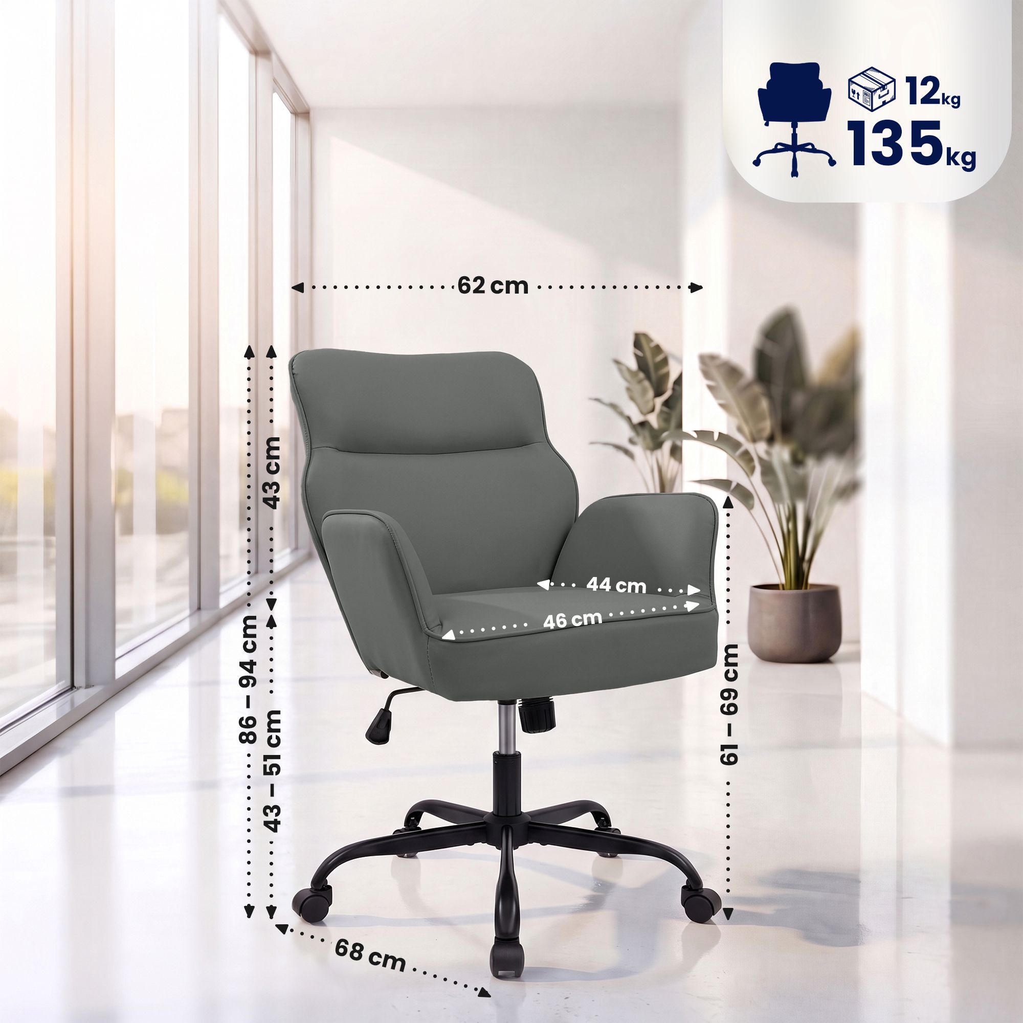 Bürostuhl Amado Lederoptik
