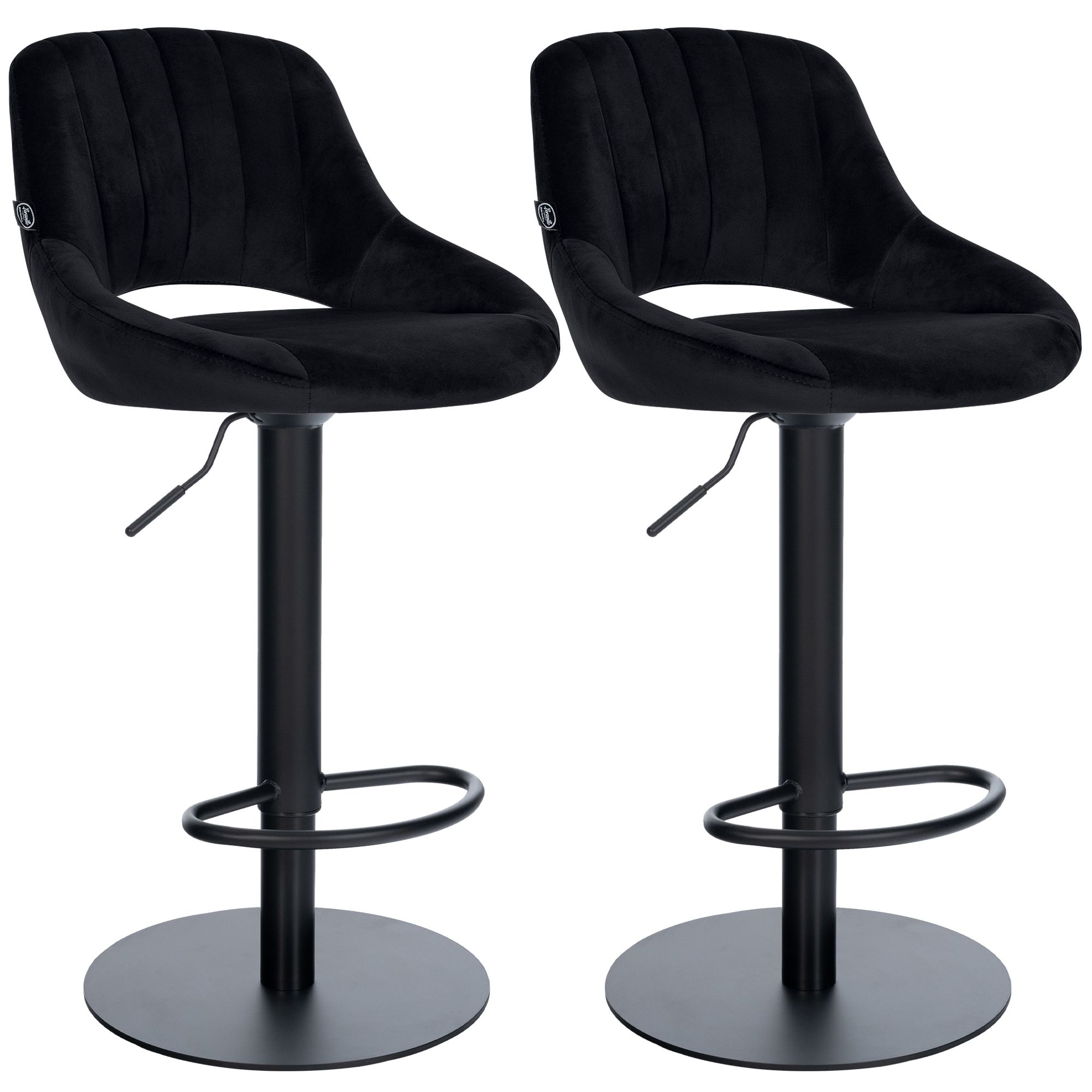 2er Set Barhocker Milet Schwarz mit extra schweren Standfüßen