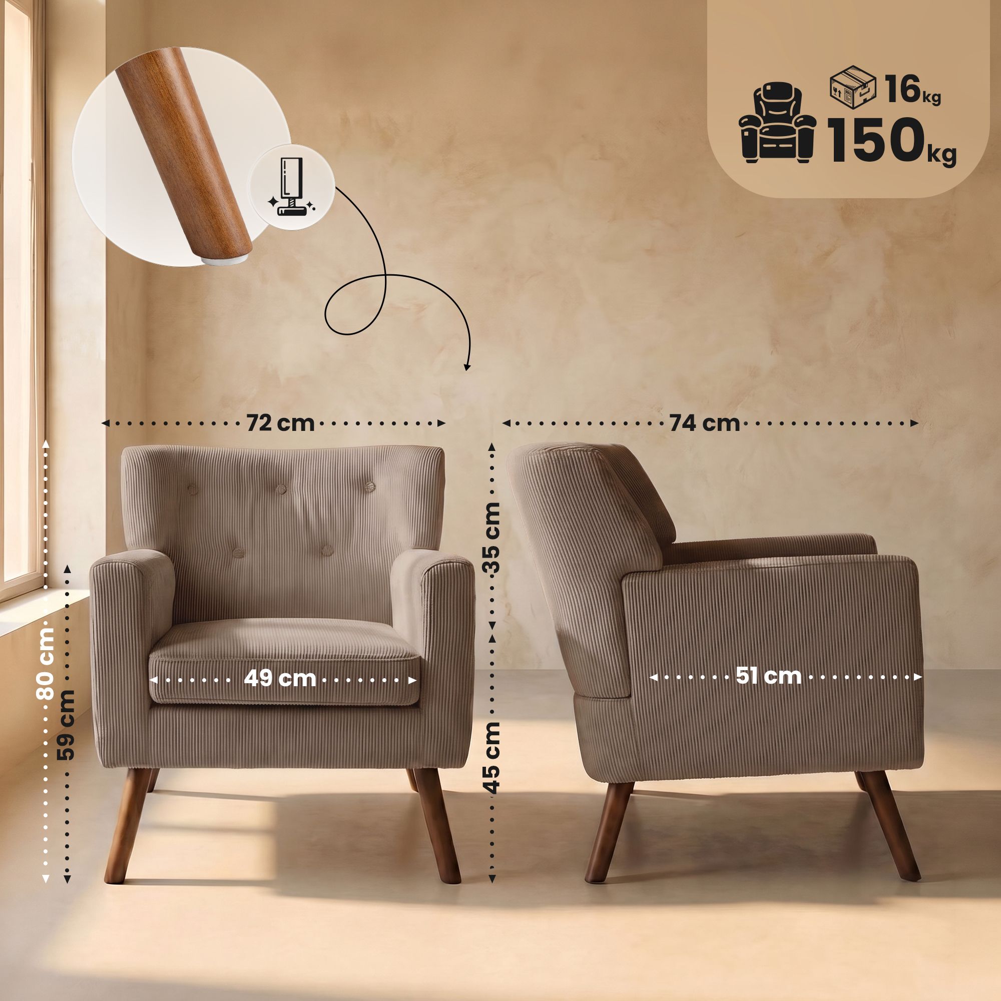 Sessel Kioni Cord