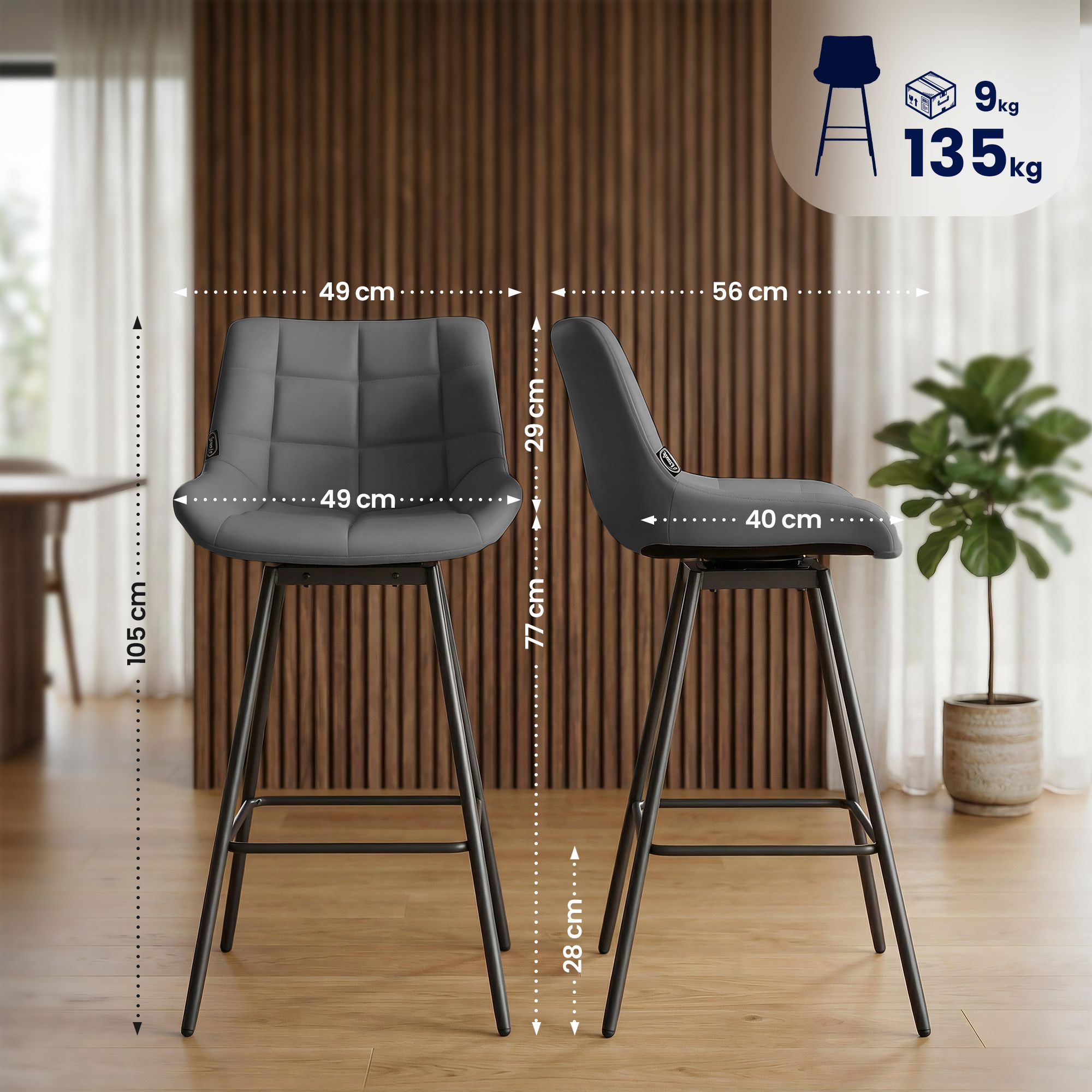 4er Set Barhocker Weston schwenkbar