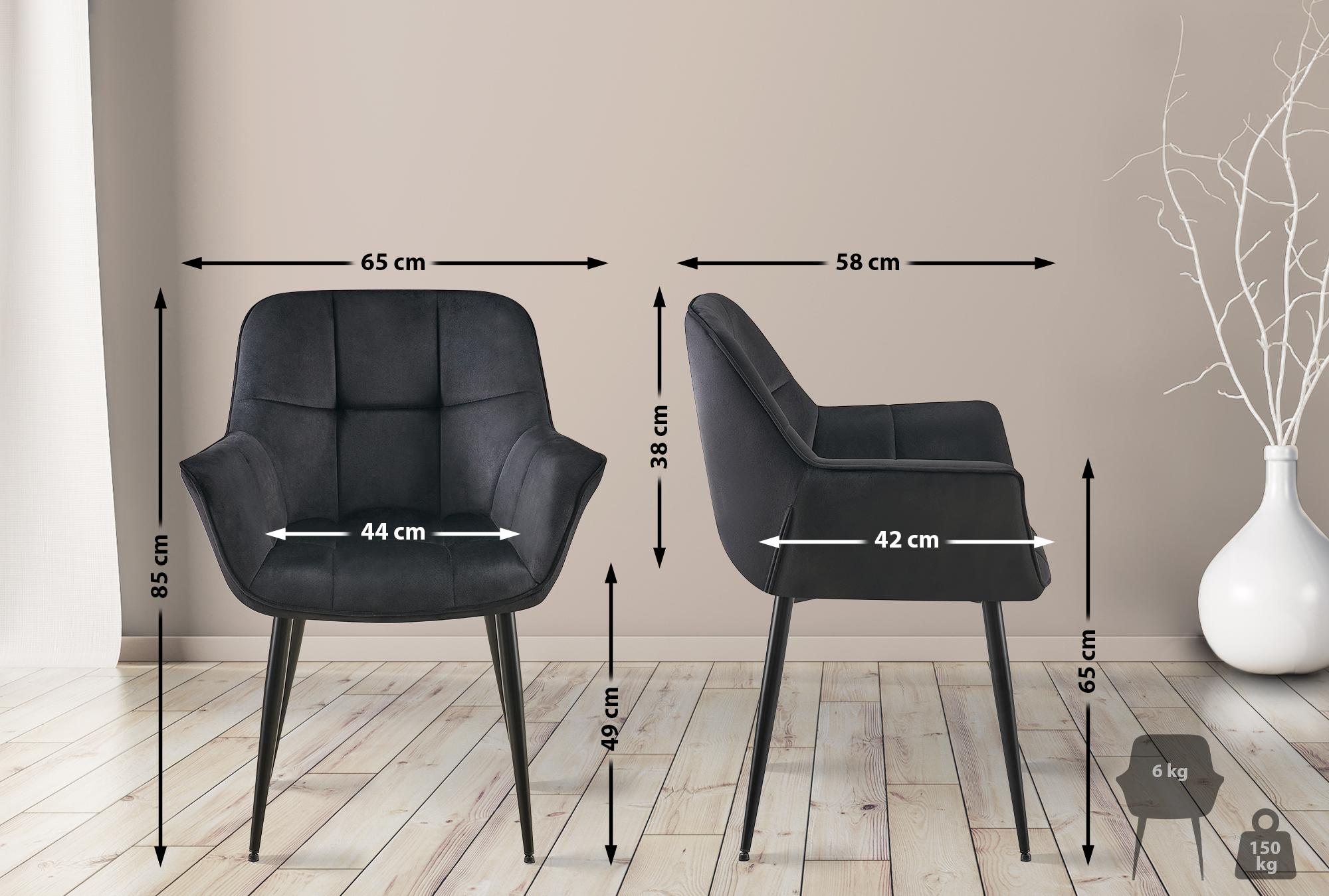2er Set Esszimmerstuhl Roseville Samt