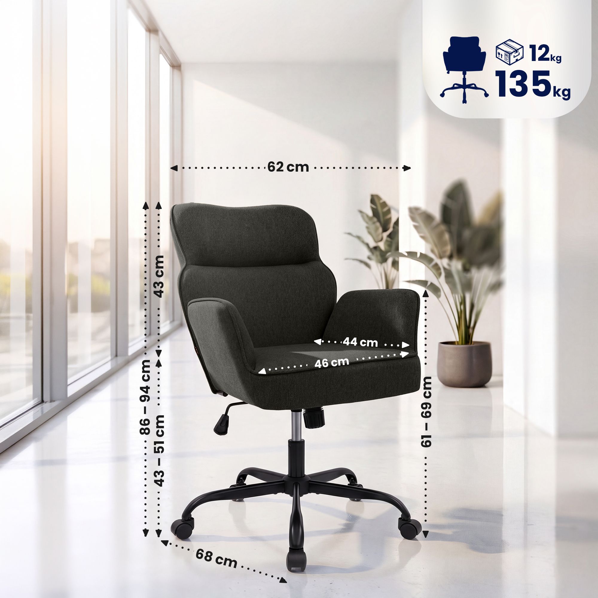 Bürostuhl Amado Stoff
