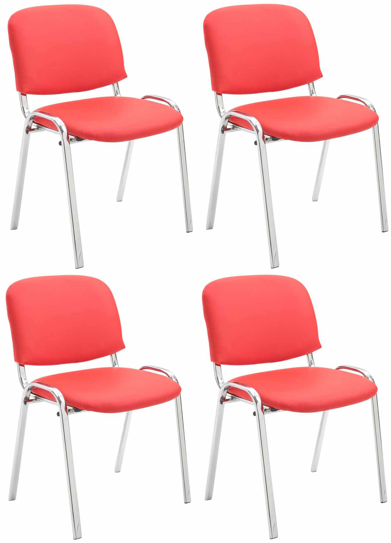 4er Set Stühle Ken Chrom Kunstleder rot