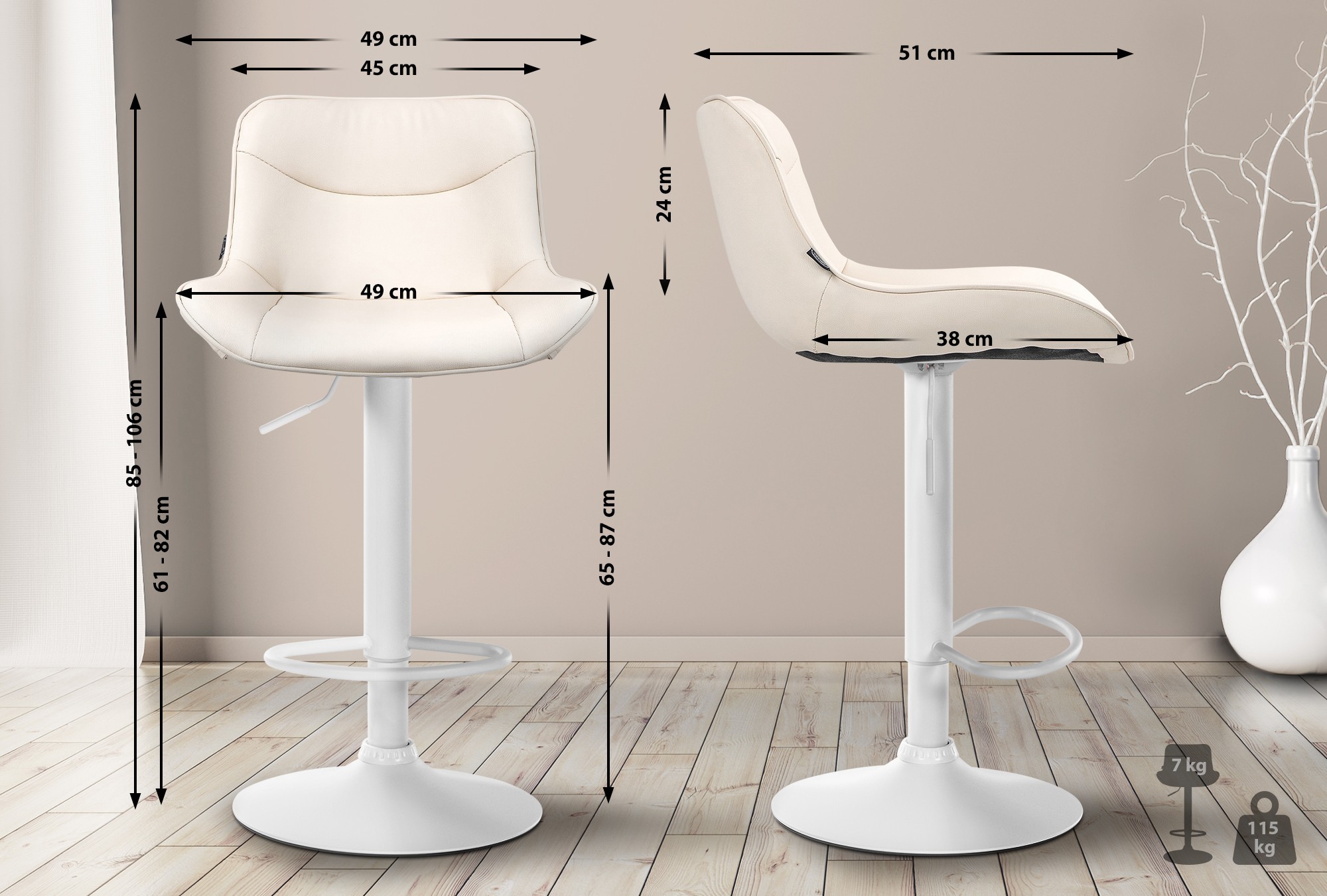 2er Set Barhocker Vonore Kunstleder