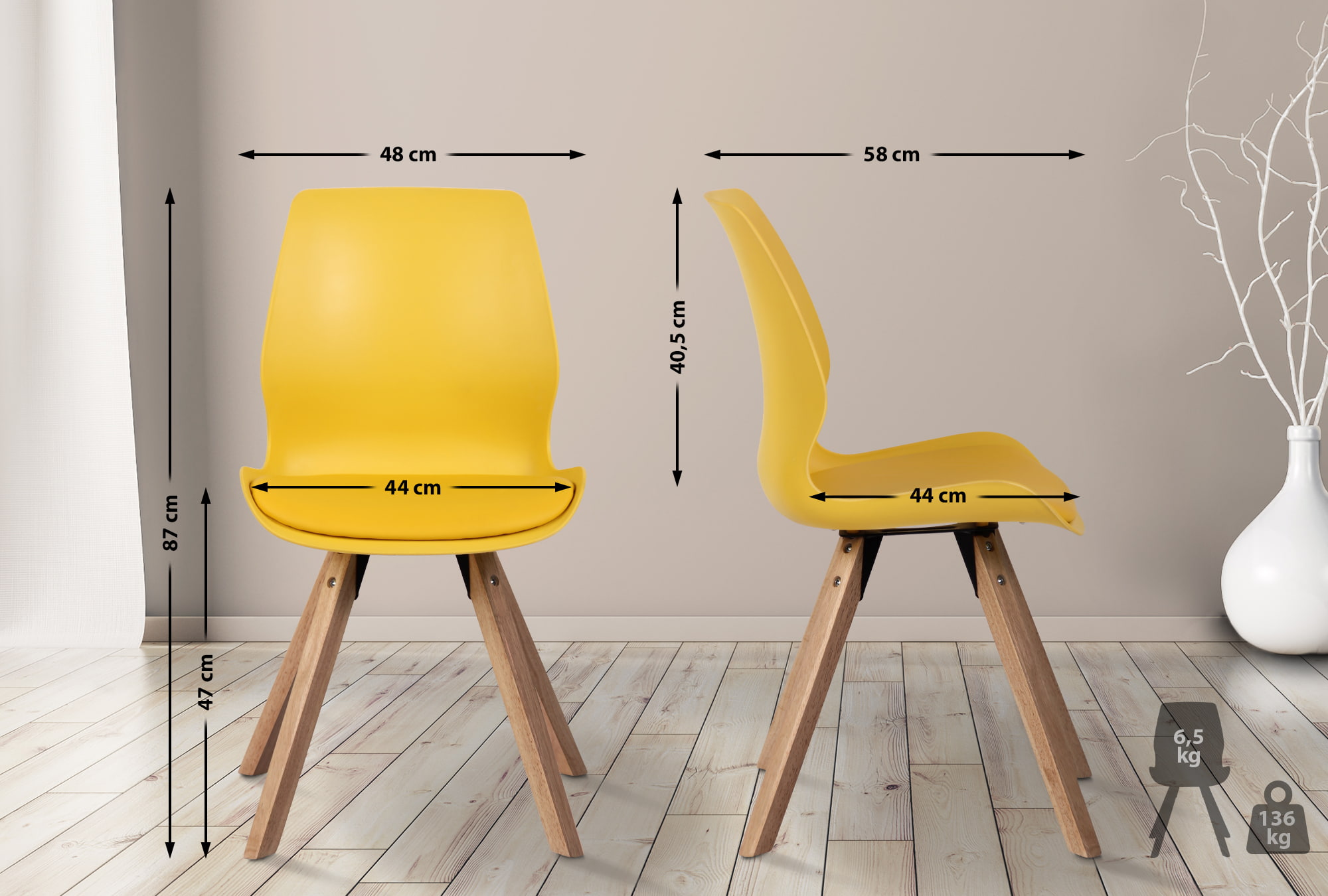 Stuhl Luna gelb Kunststoff