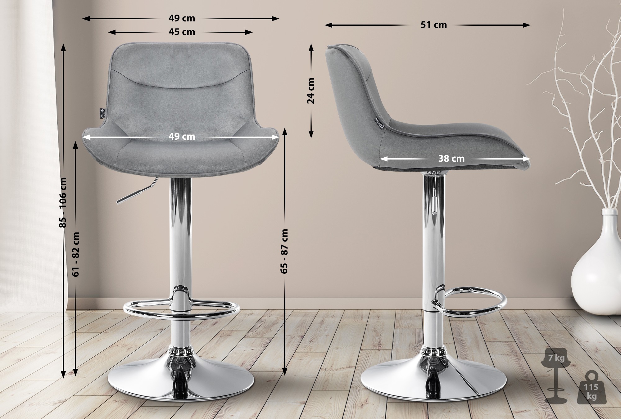 Barhocker Vonore Samt