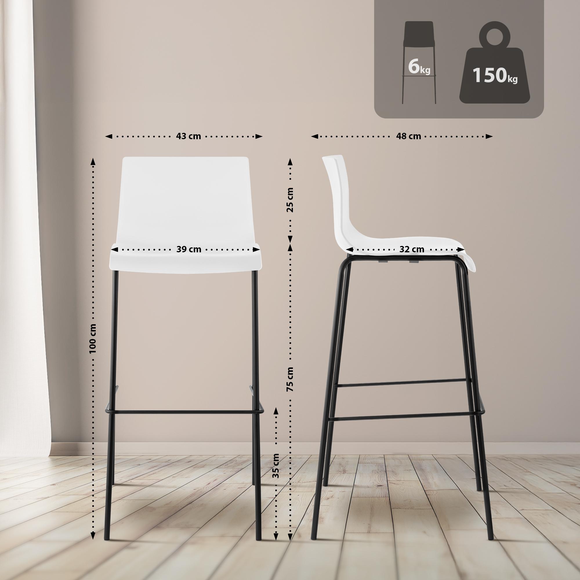 2er Set Barhocker Hover Kunststoff 4-Fuß Gestell