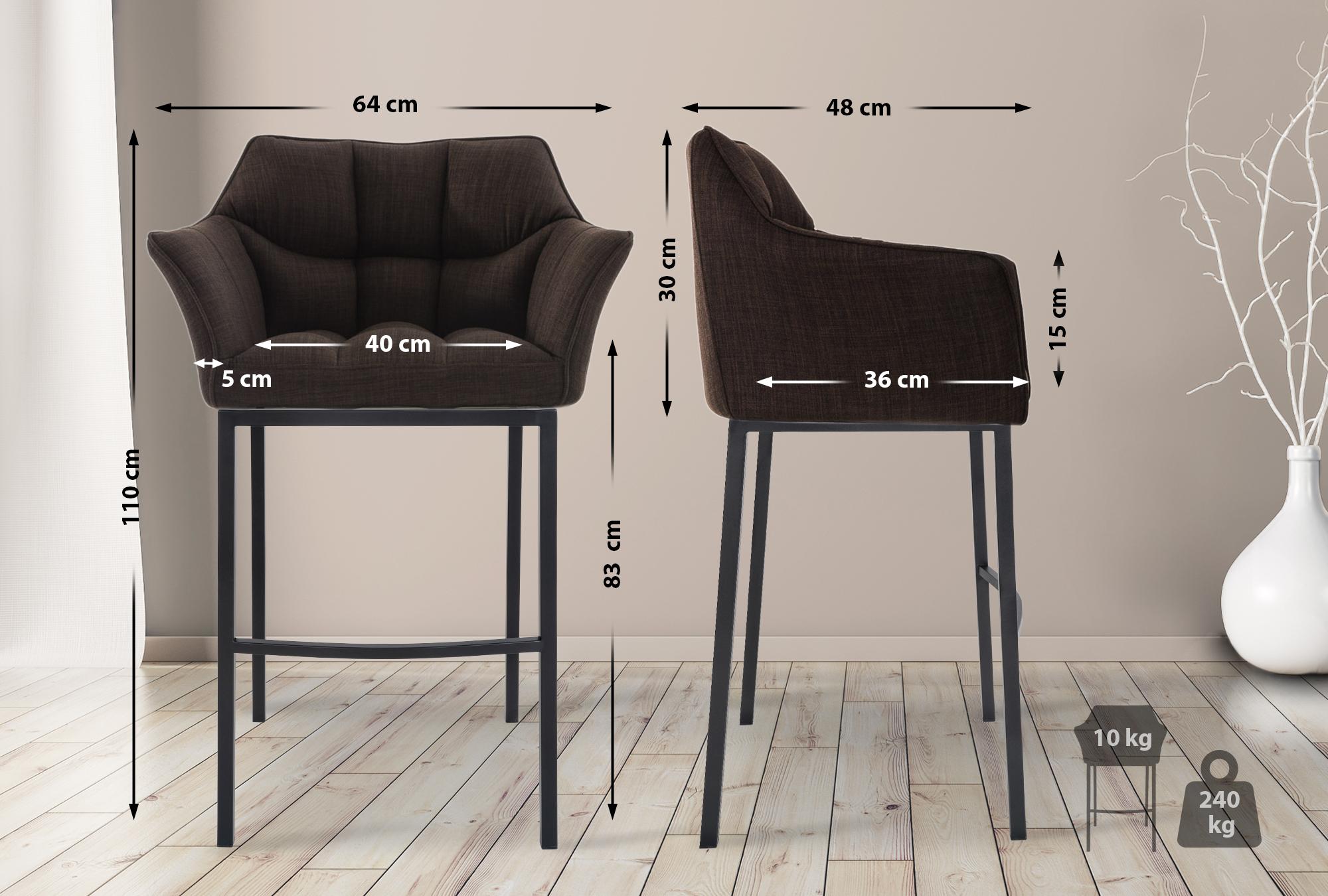 2er Set Barhocker Damaso Stoff mit Vierfußgestellen
