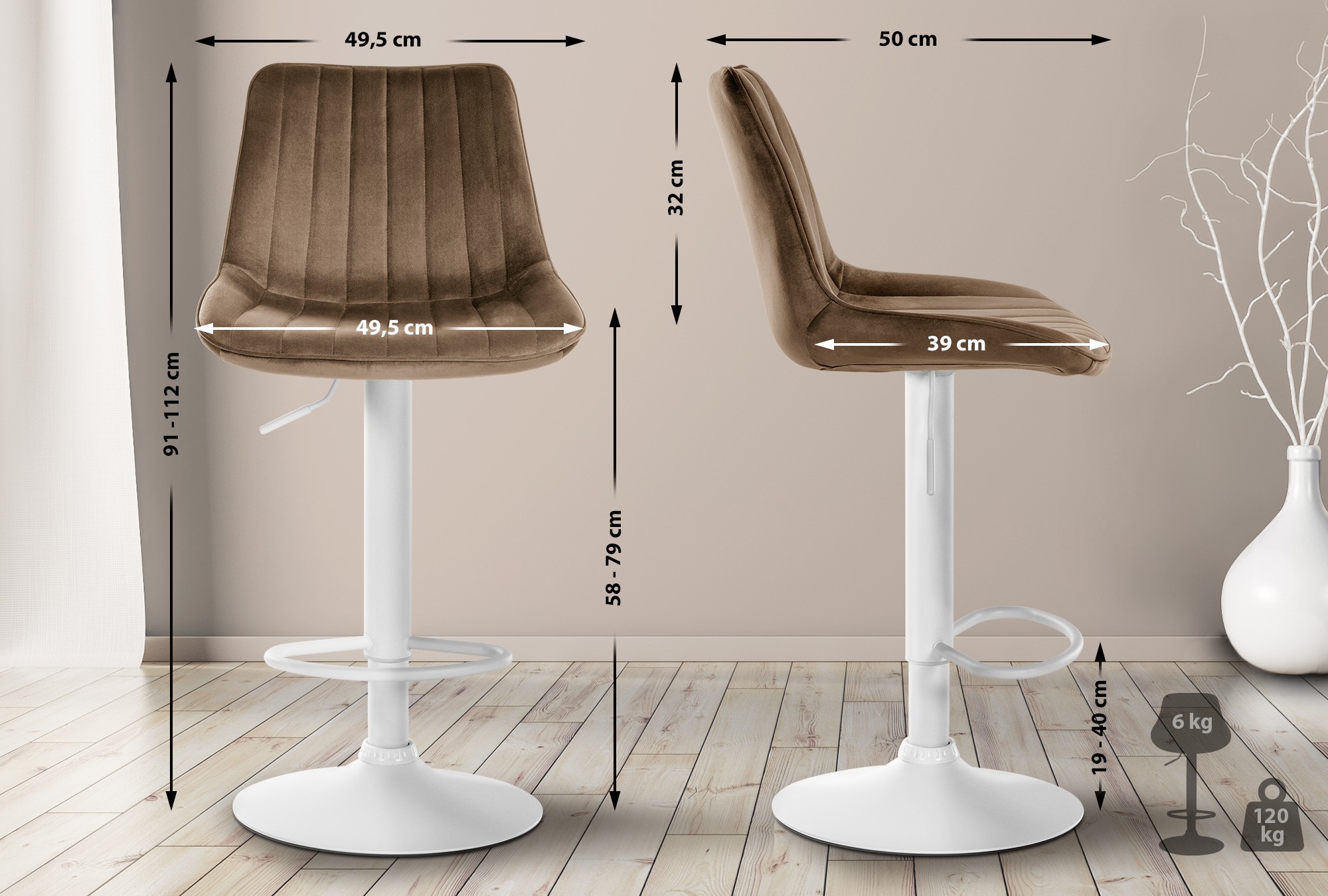 2er Set Barhocker Toni Samt