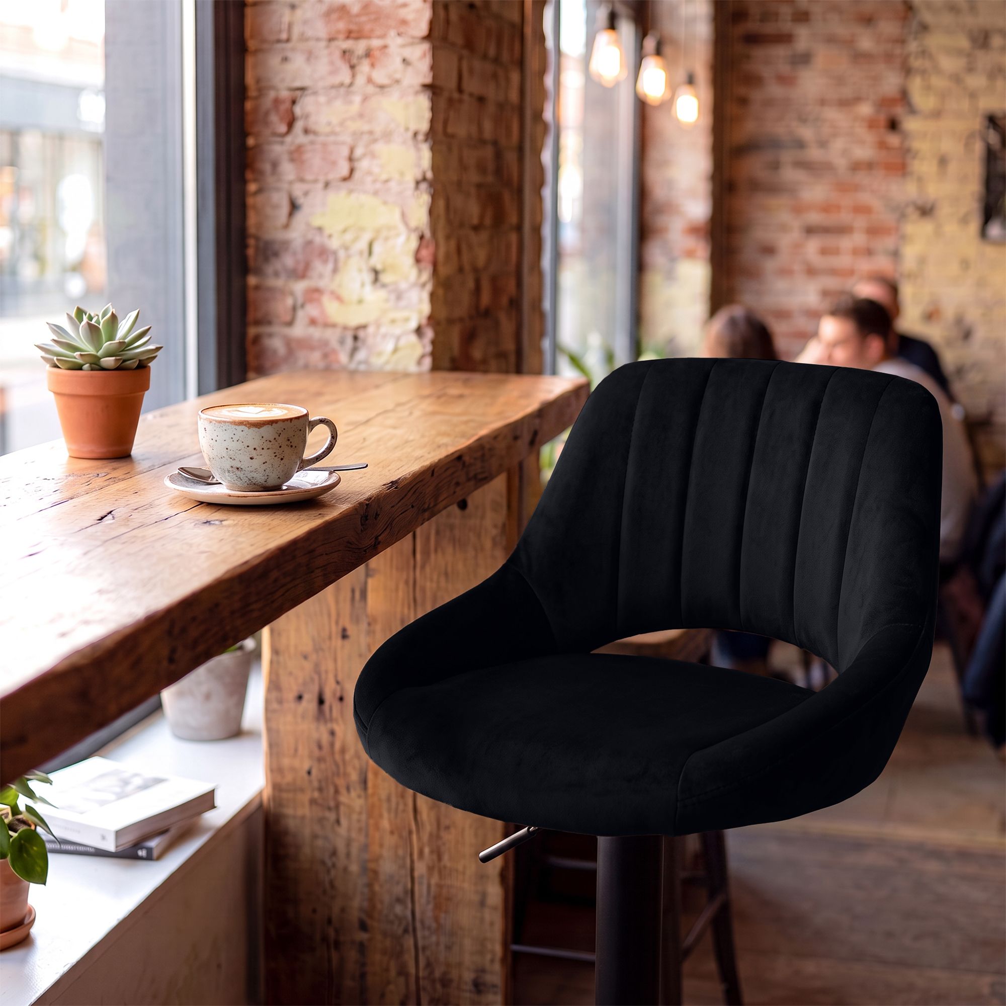 2er Set Barhocker Milet Schwarz mit extra schweren Standfüßen