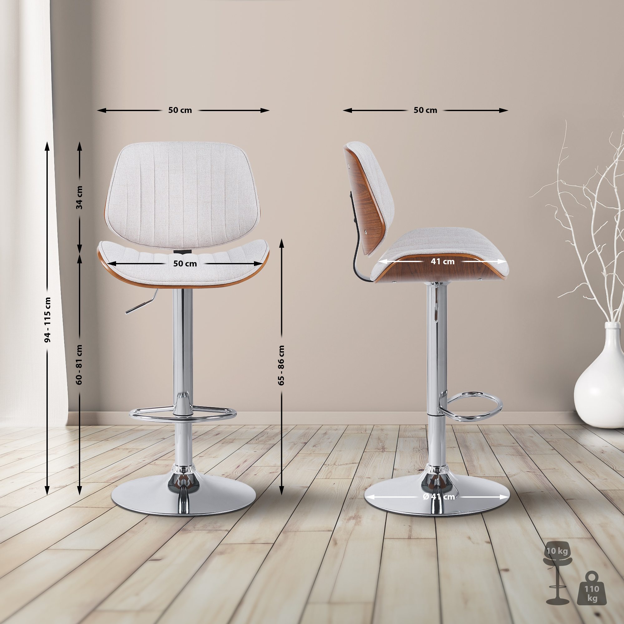 2er Set Barhocker Clawson Stoff