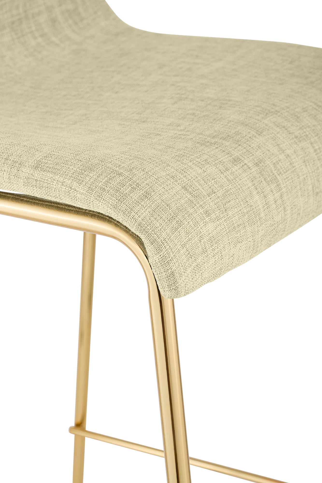 2er Set Barhocker Hover Stoff Vierfußgestell Gold