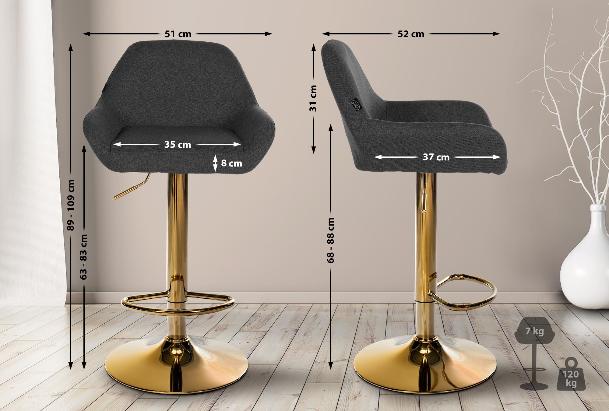 2er Set Barhocker Braga Gold Stoff
