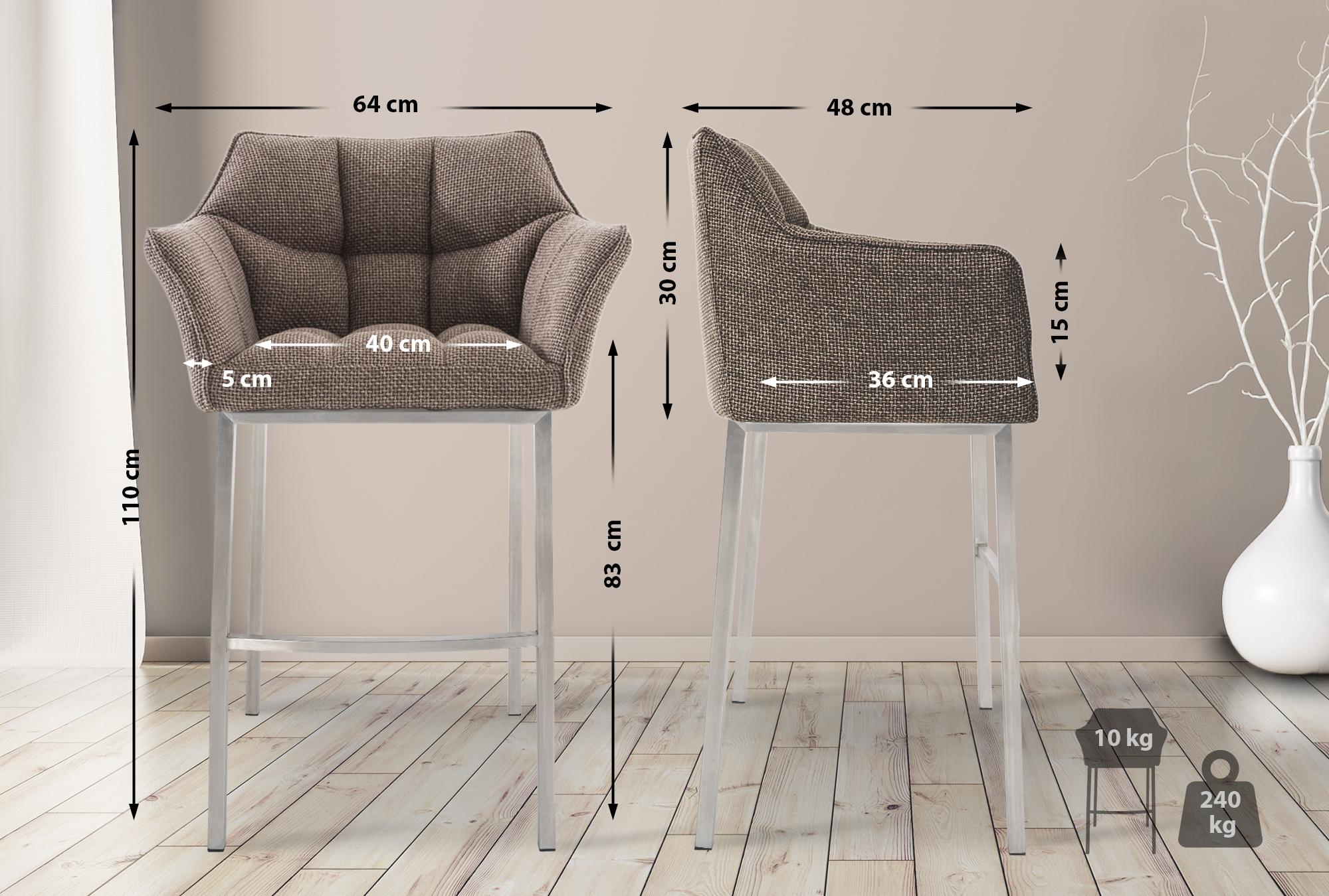 2er Set Barhocker Damaso Stoff mit Vierfußgestellen
