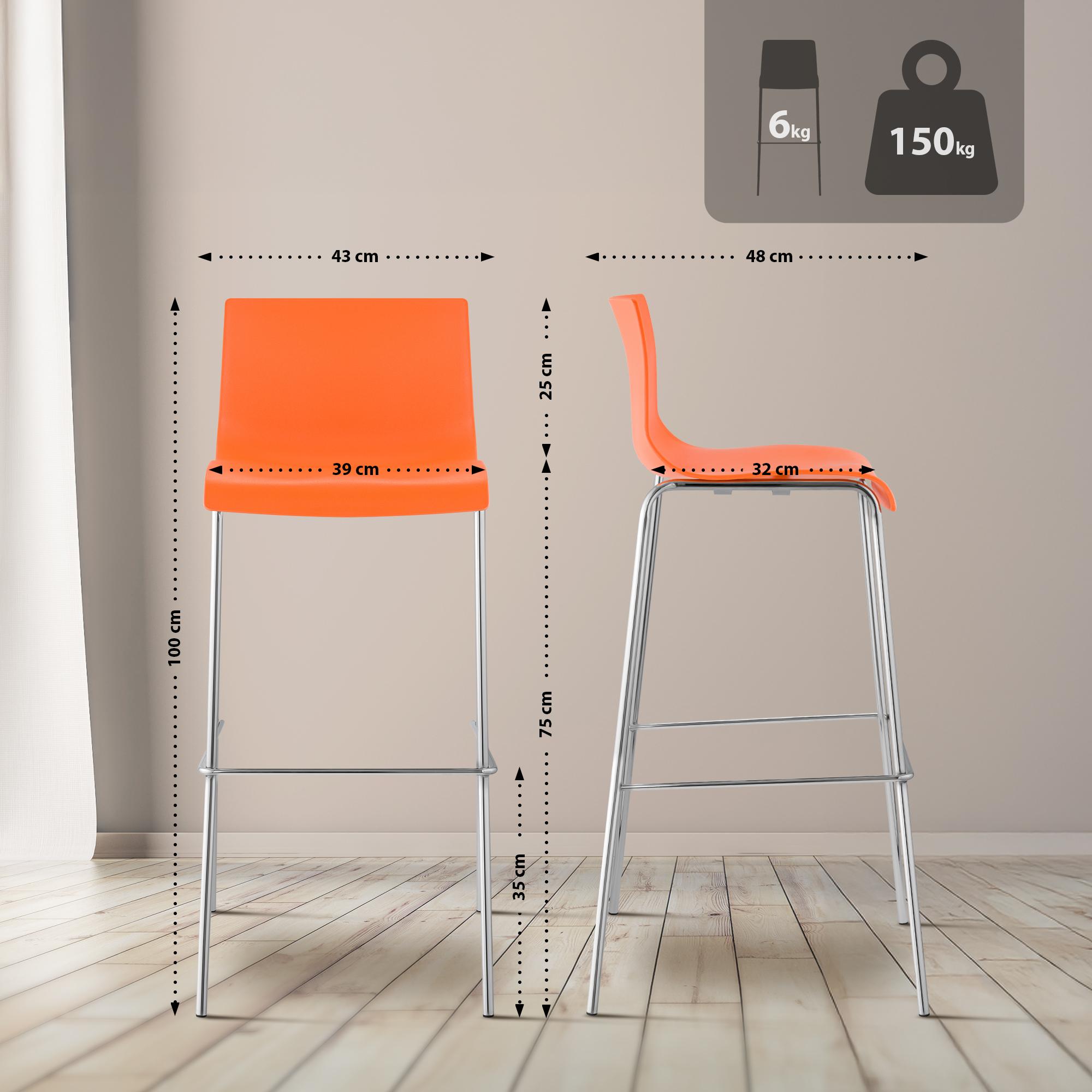 2er Set Barhocker Hover Kunststoff 4-Fuß Gestell