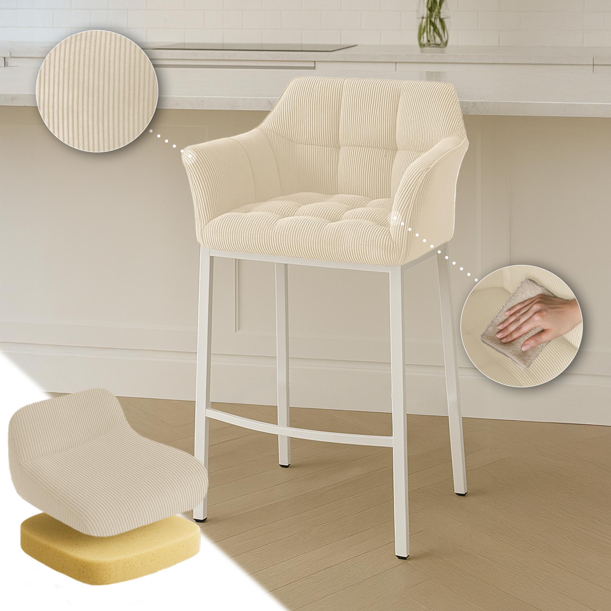 Barhocker Damaso Cord mit Vierfußgestell