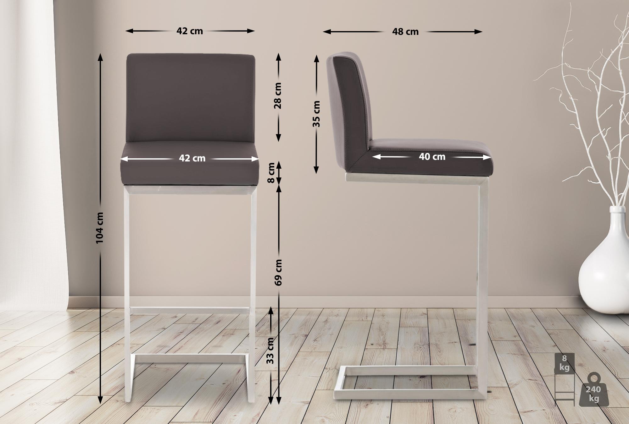 2er Set Barhocker Paros Kunstlederbezug