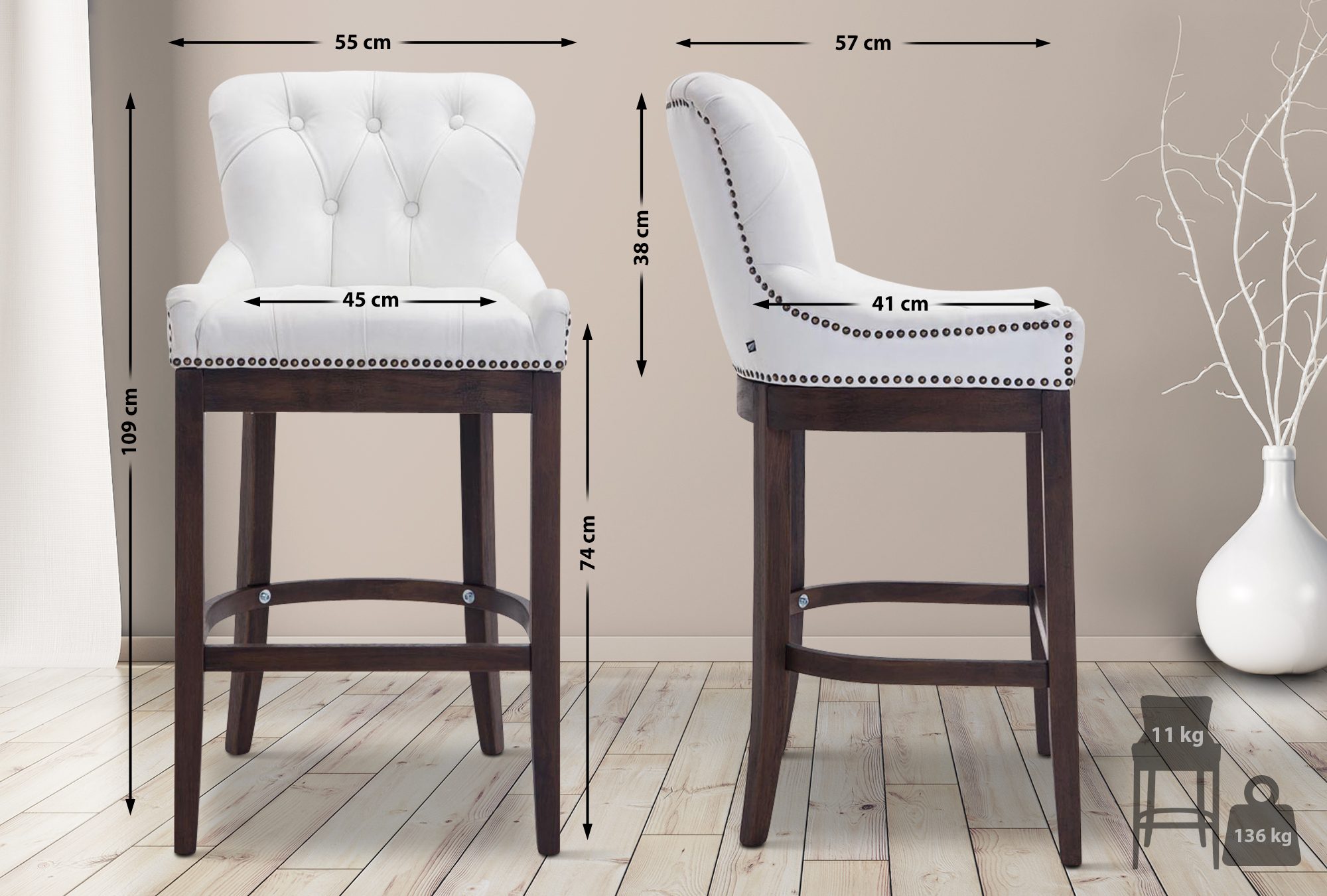 Barhocker Lakewood Echtleder, Antik-dunkel