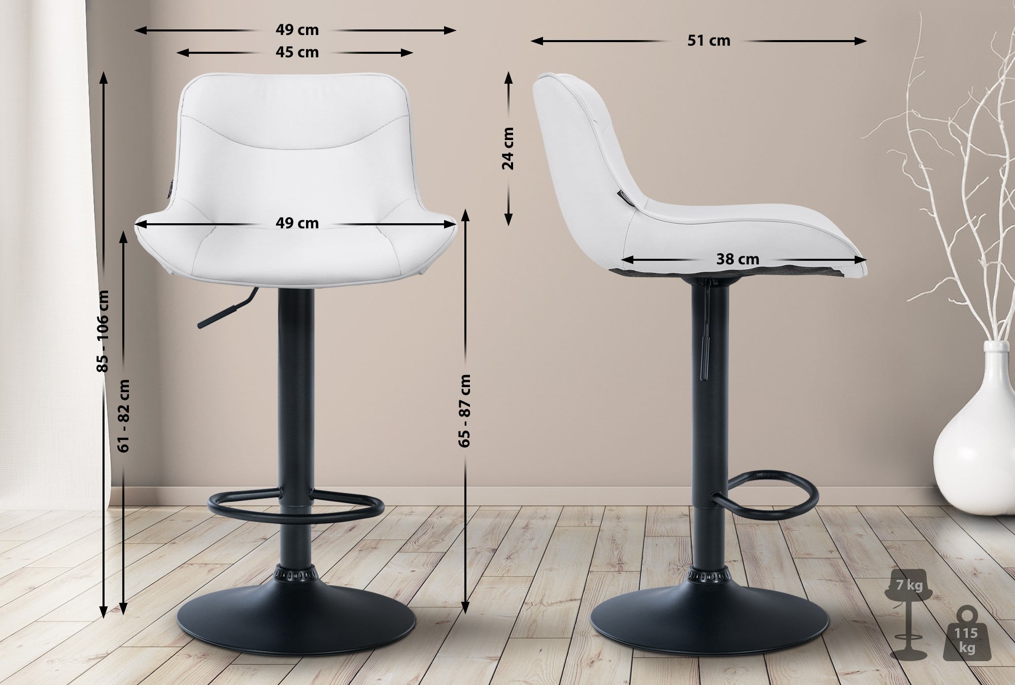 2er Set Barhocker Vonore Kunstleder
