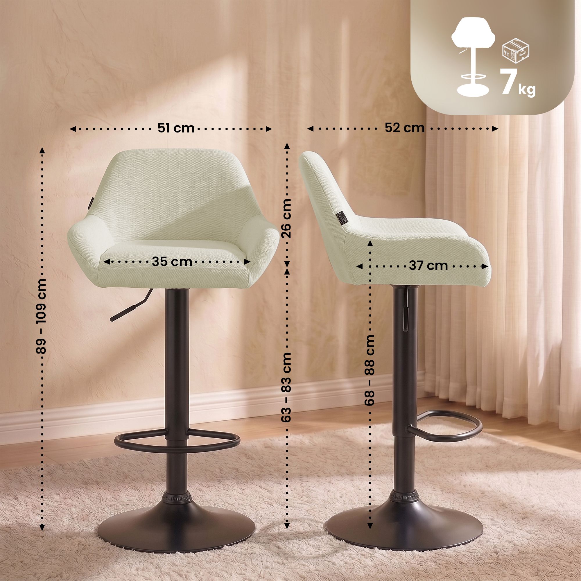 2er Set Barhocker Braga Stoff