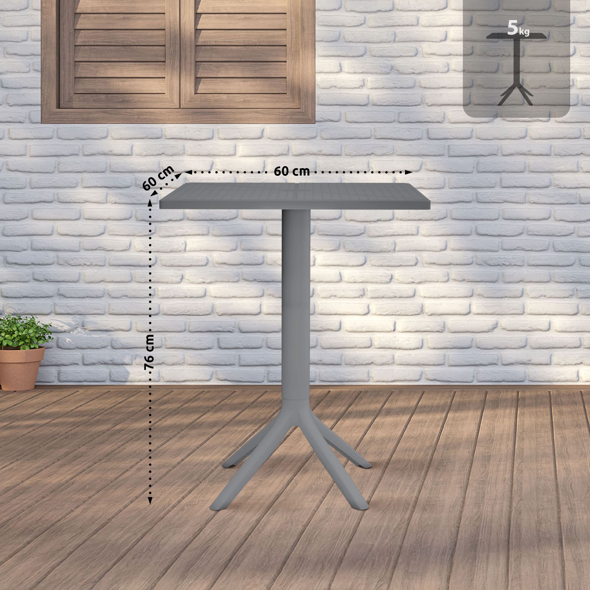 Gartentisch Nuvela 60 x 60 cm – Wetterfest, UV-beständig, pflegeleicht | 326296
