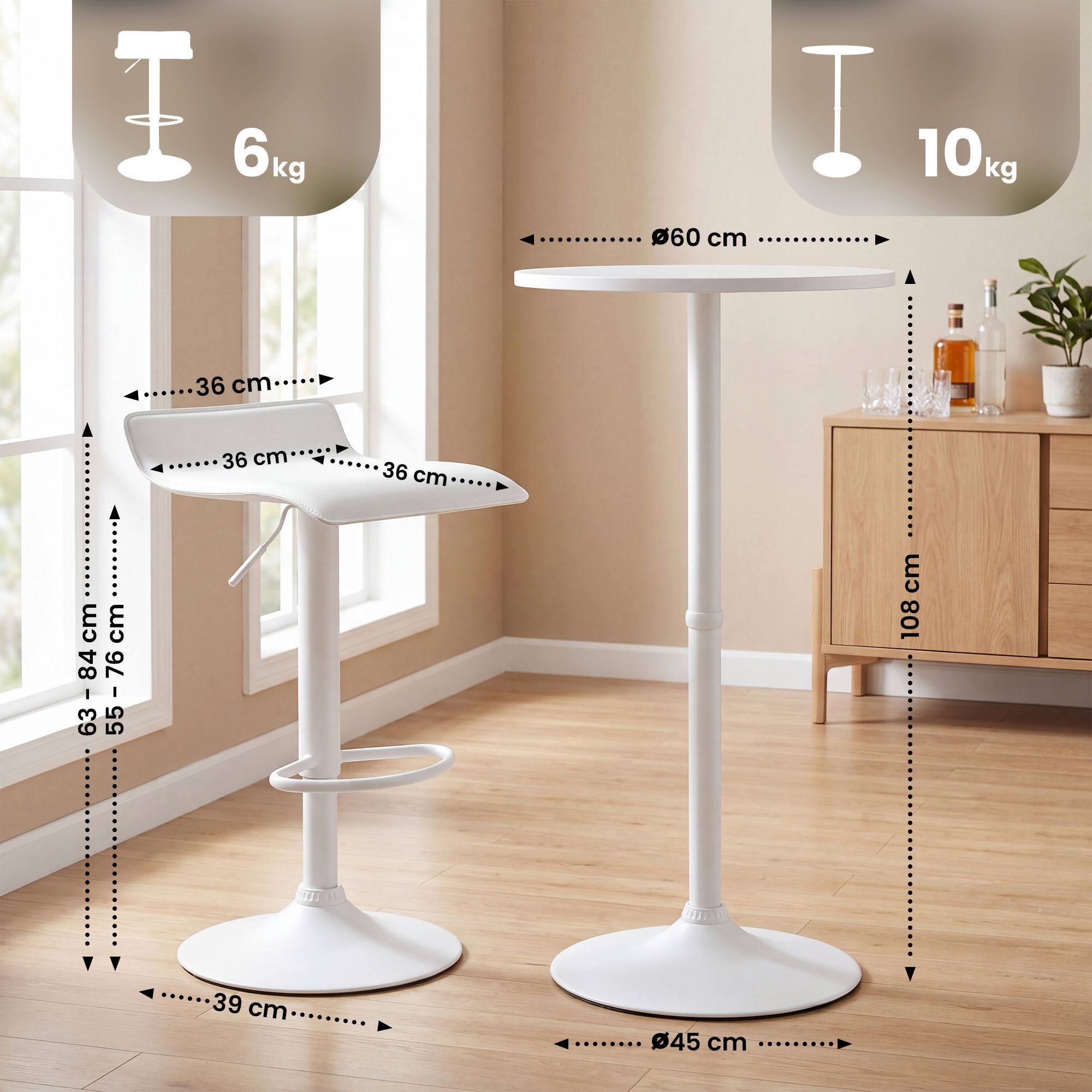 Bartisch-Set Lumo mit zwei Barhockern