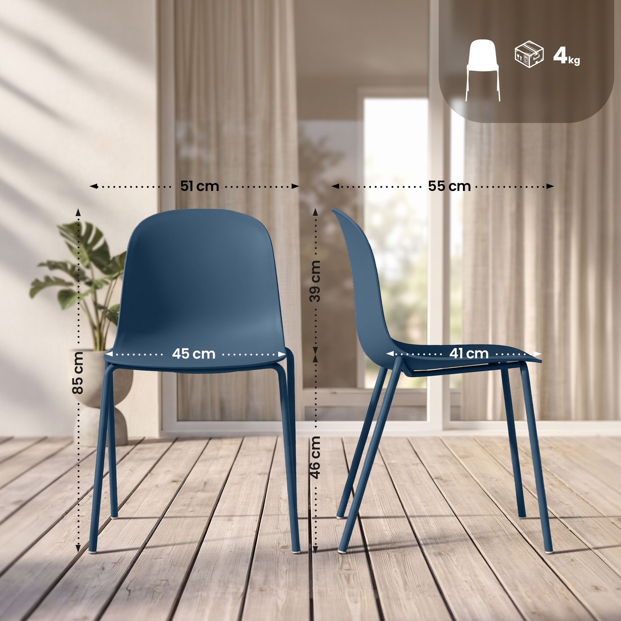 2er Set Stapelstuhl Hardin