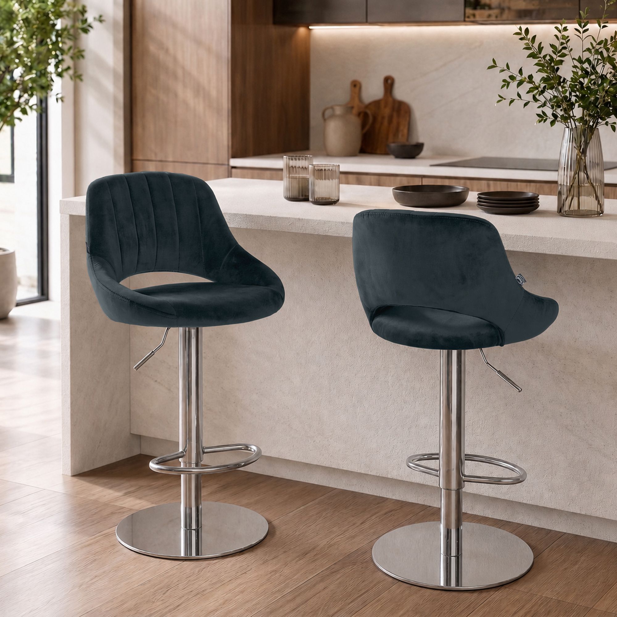 Barhocker Milet Chrom mit extra schwerem Standfuß
