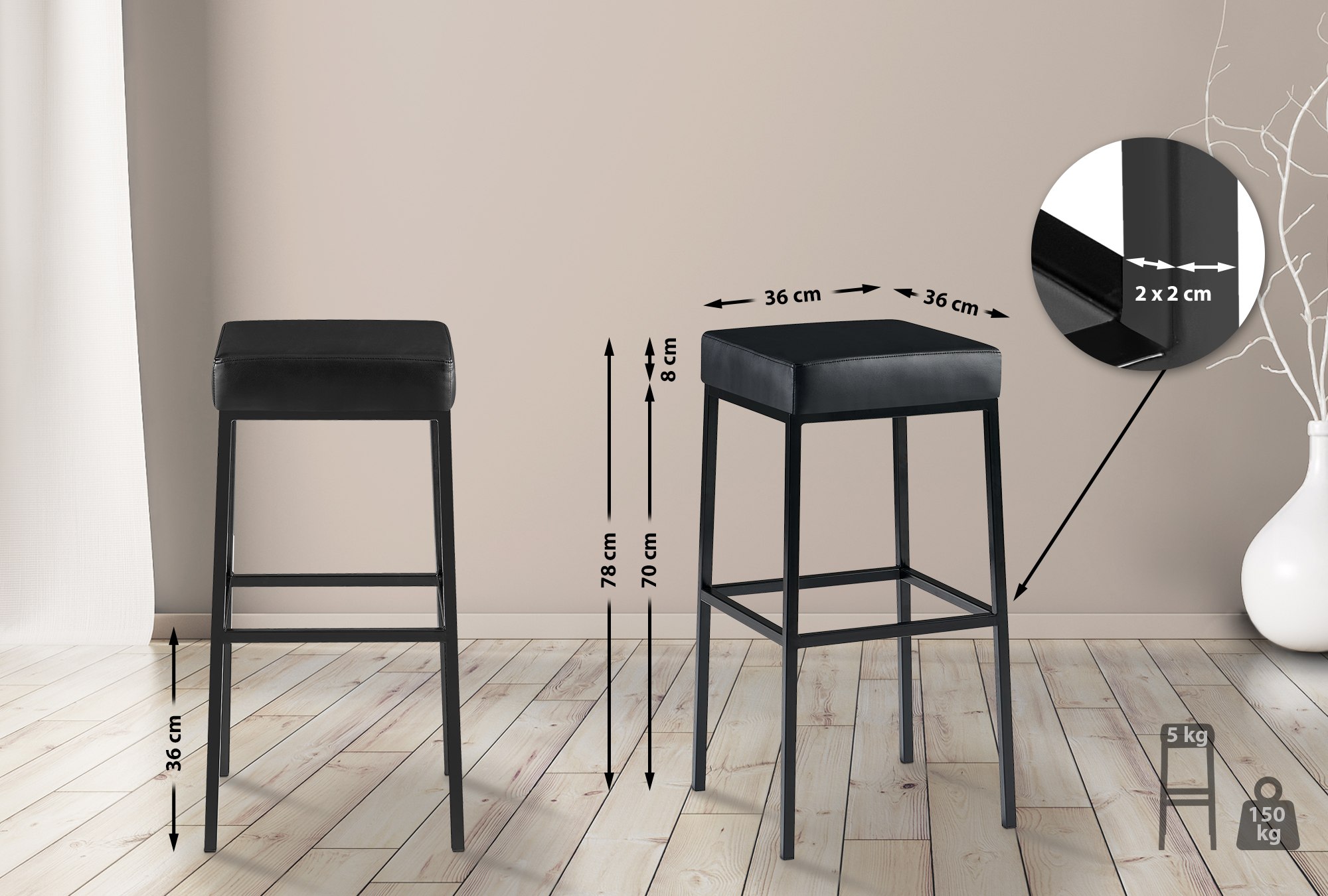 2er Set Barhocker Montreal Kunstlederbezug