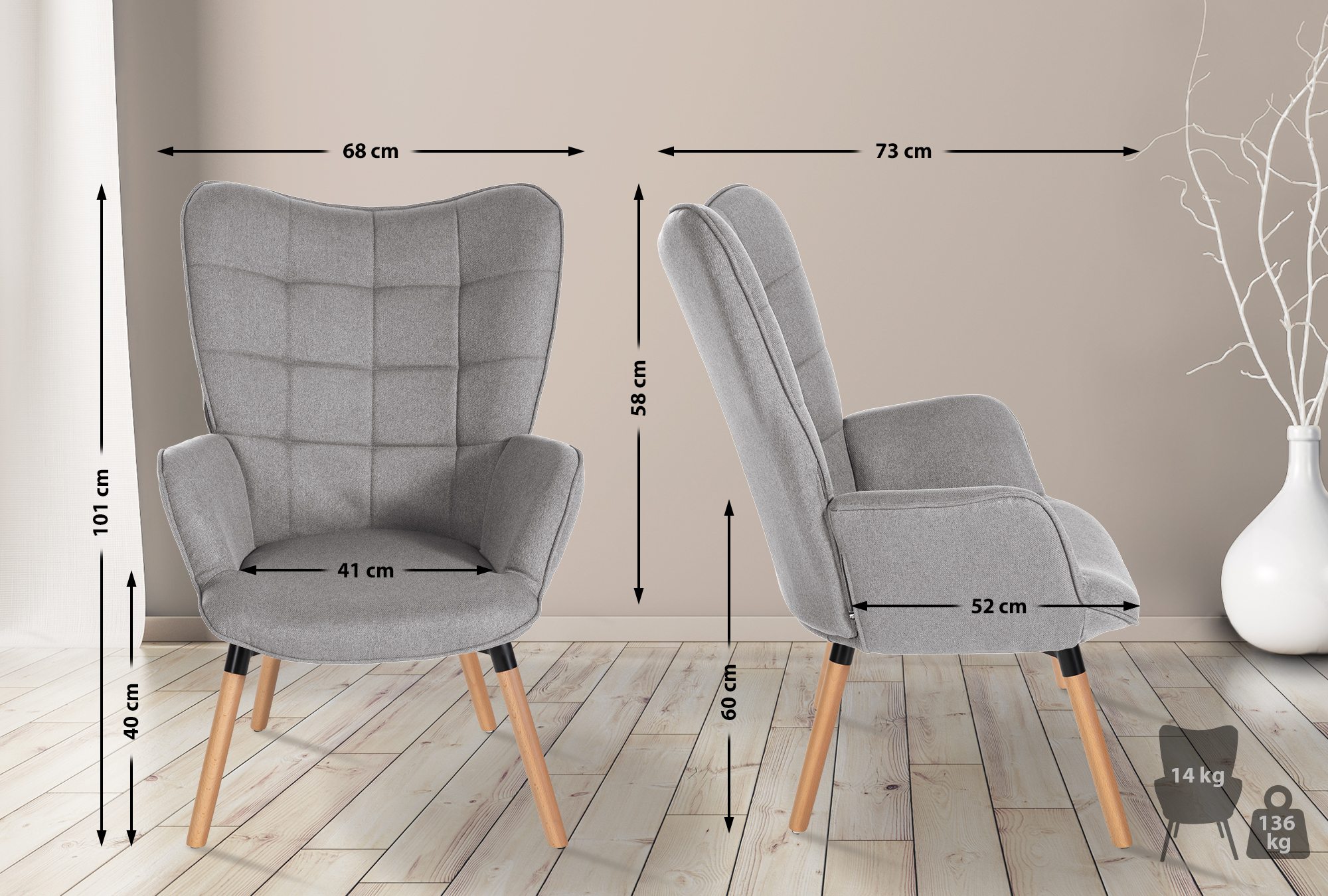 Sessel Garding Stoff-Bezug