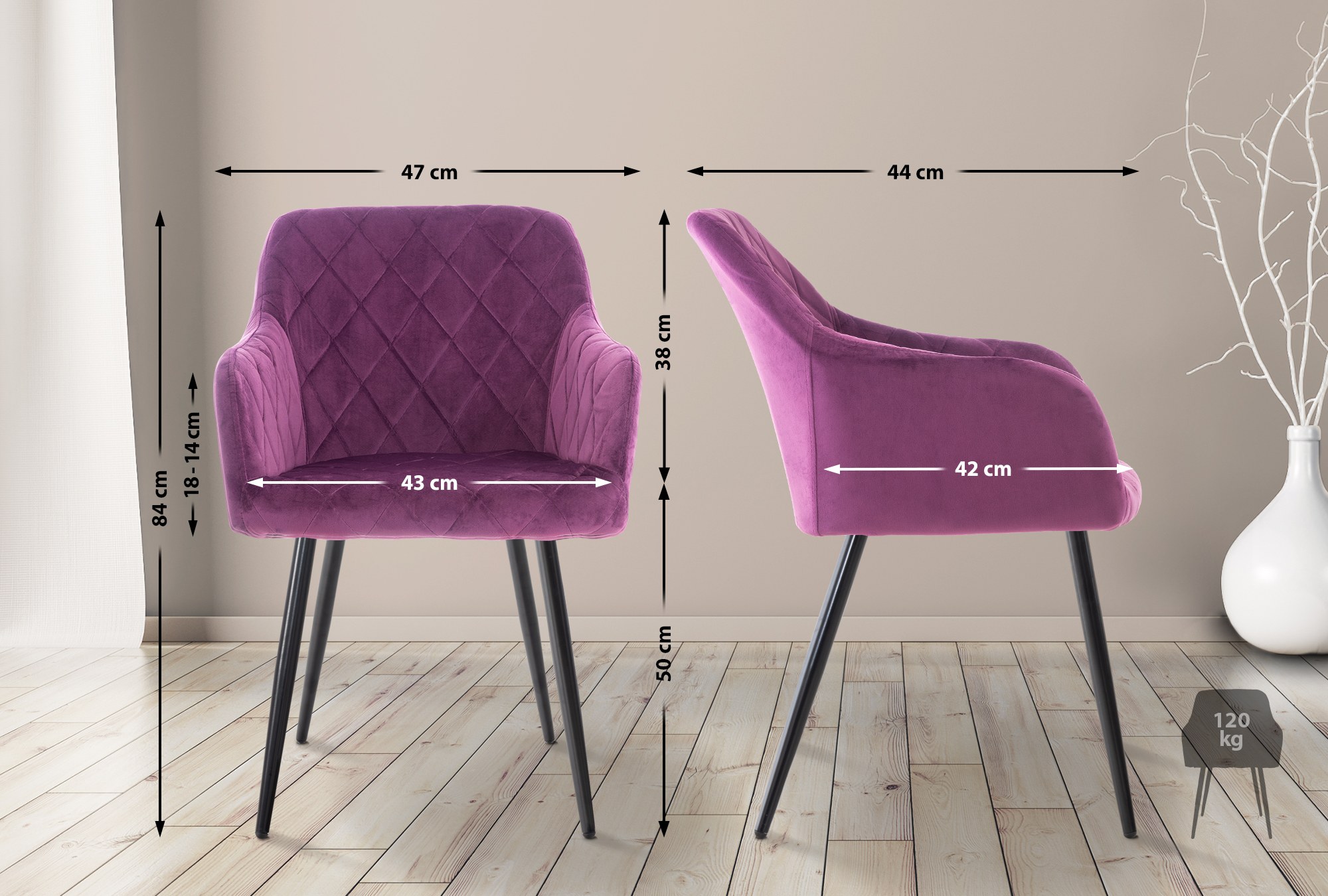 2er Set Esszimmerstuhl Shila