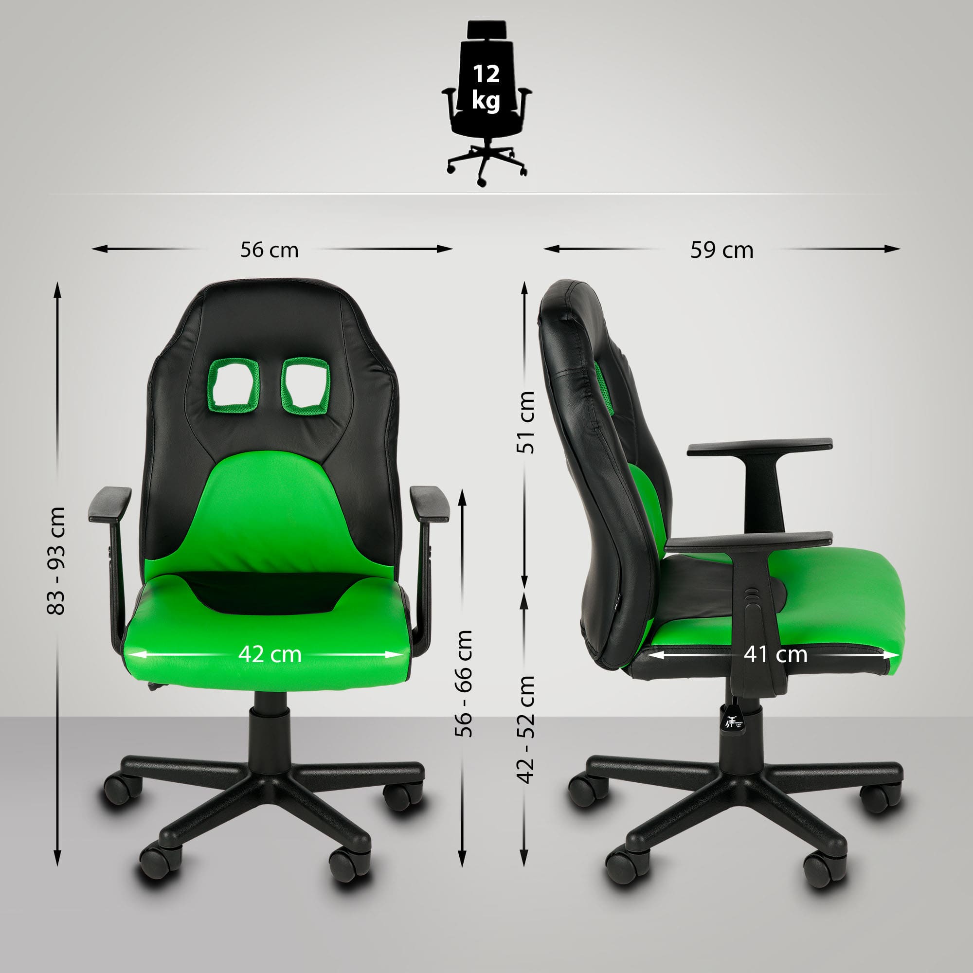 Kinder Gaming Bürostuhl Fun schwarz/grün