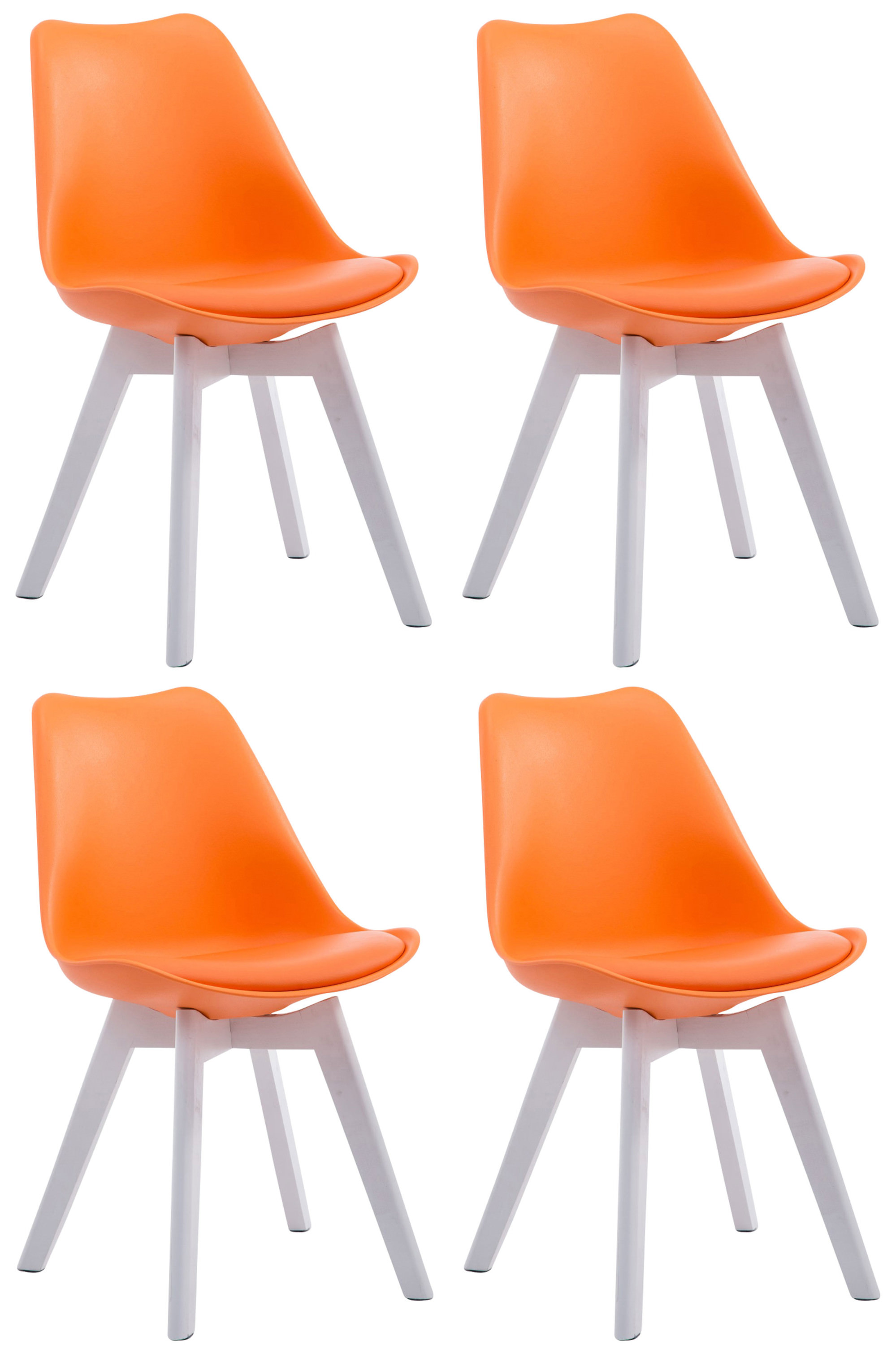 4er Set Besucherstühle Borneo Kunstleder orange weiß (eiche)