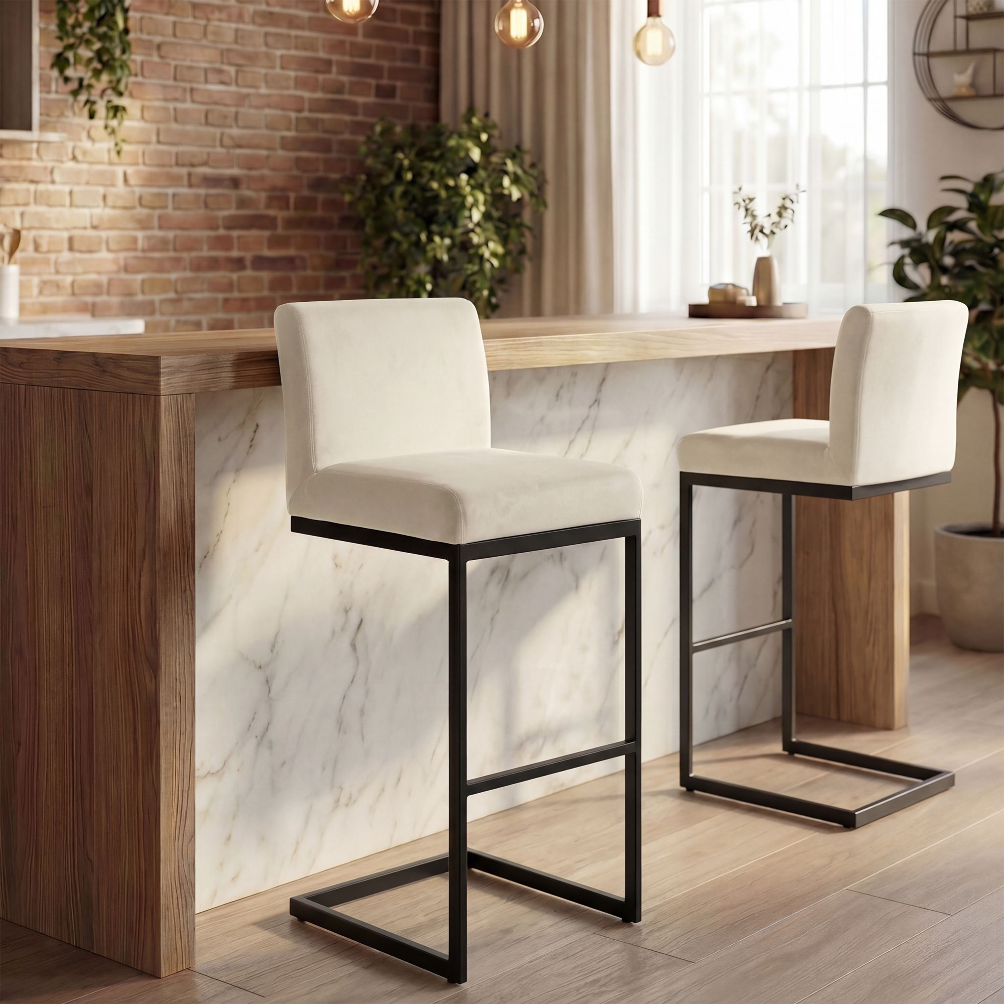 2er Set Barhocker Hopewell Samt