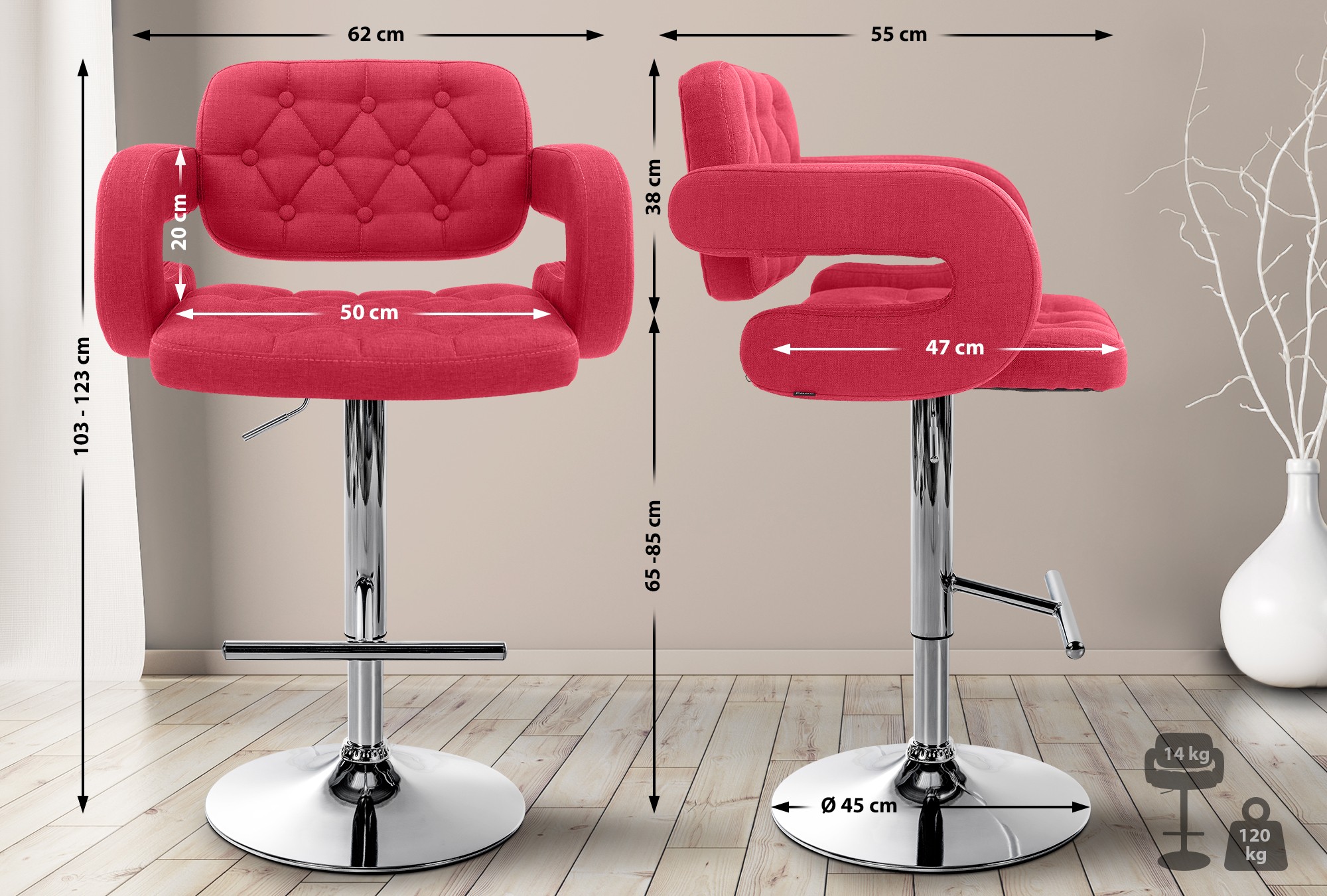 2er Set Barhocker Dublin Stoff