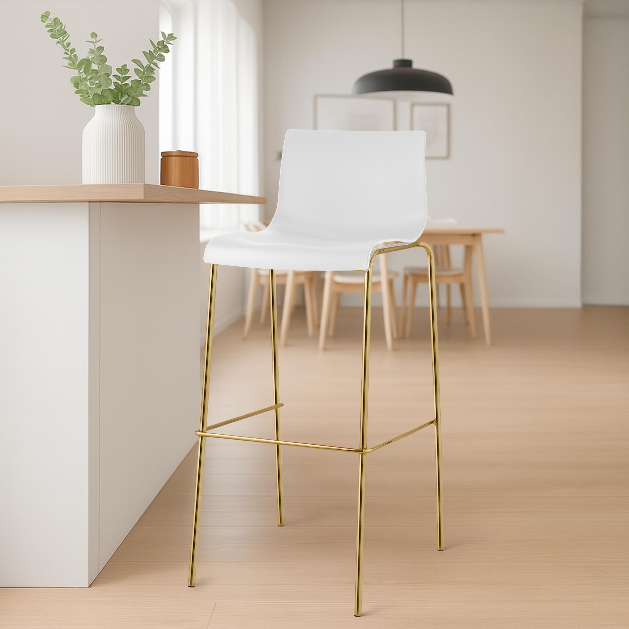 Barhocker Hover Kunststoff Vierfußgestell Gold