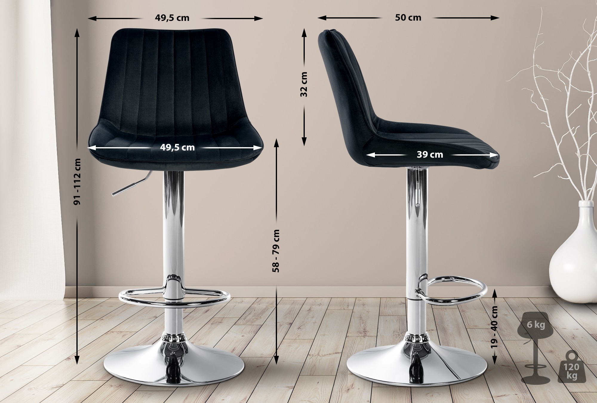 Barhocker Toni Samt