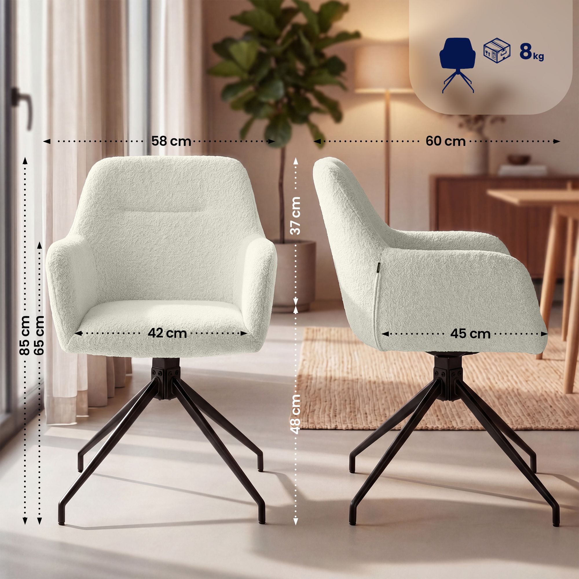 2er Set Esszimmerstühle Merlinda Teddystoff