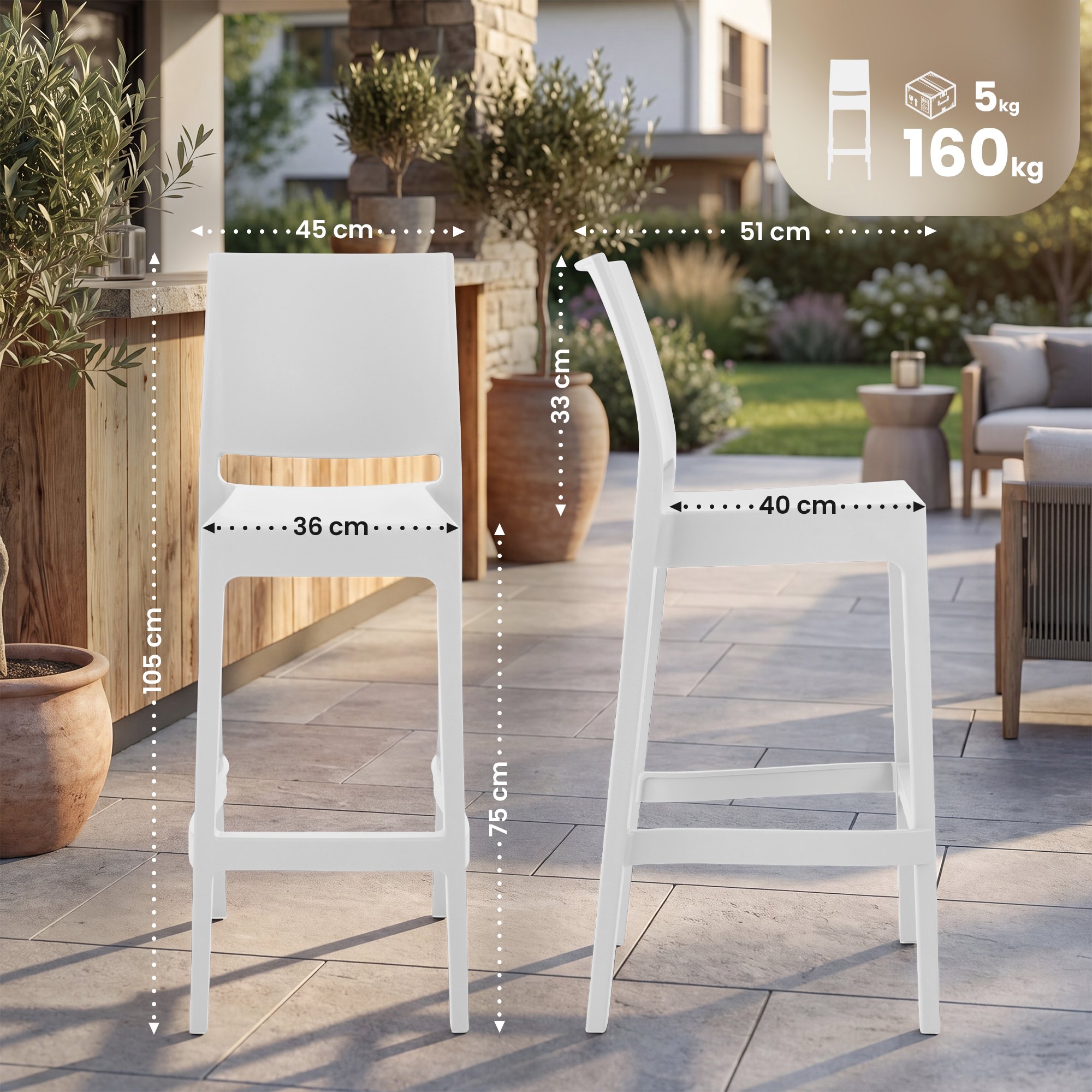 2er Set Barhocker Maya Kunststoff