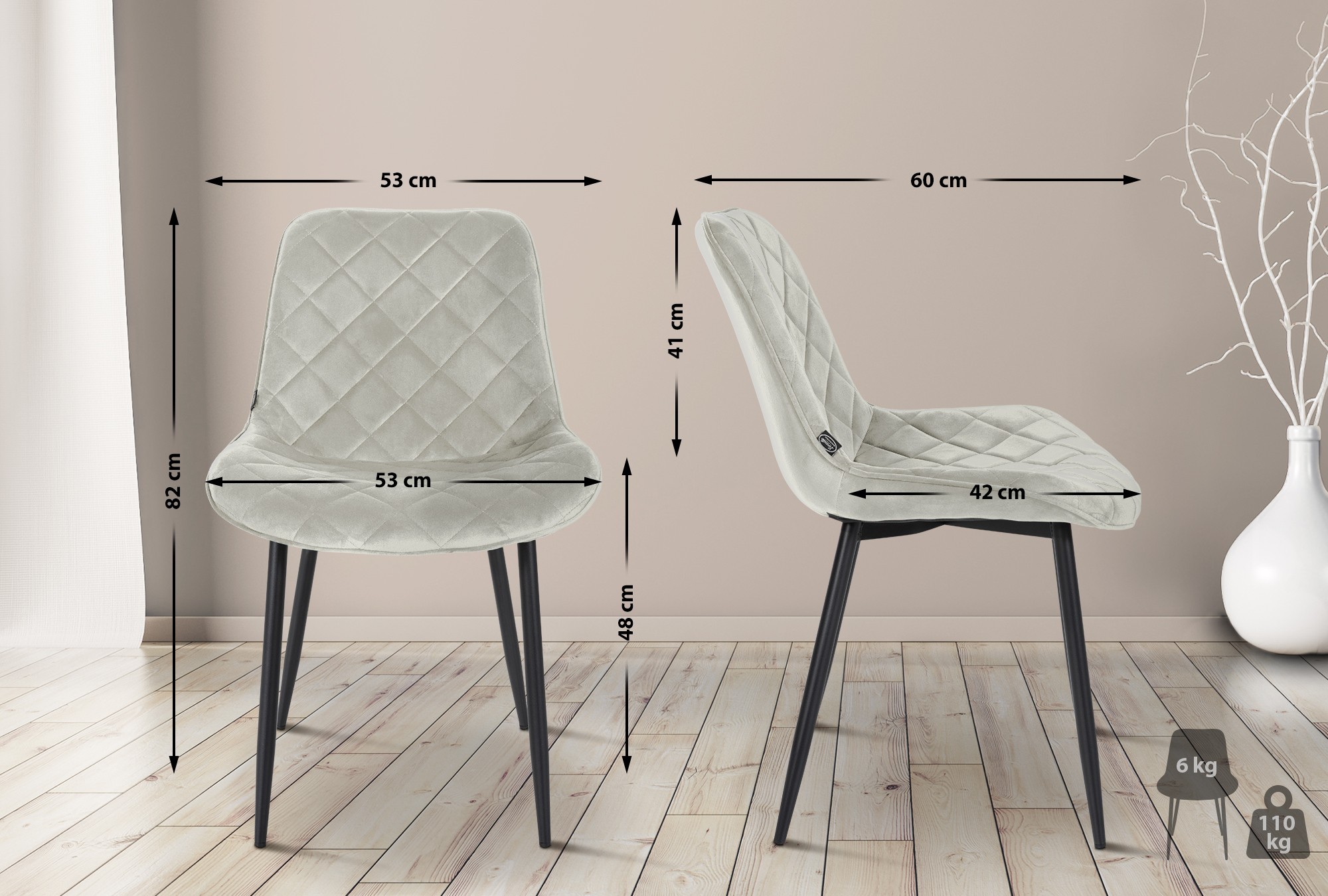 4er Set Stühle Springs Samt