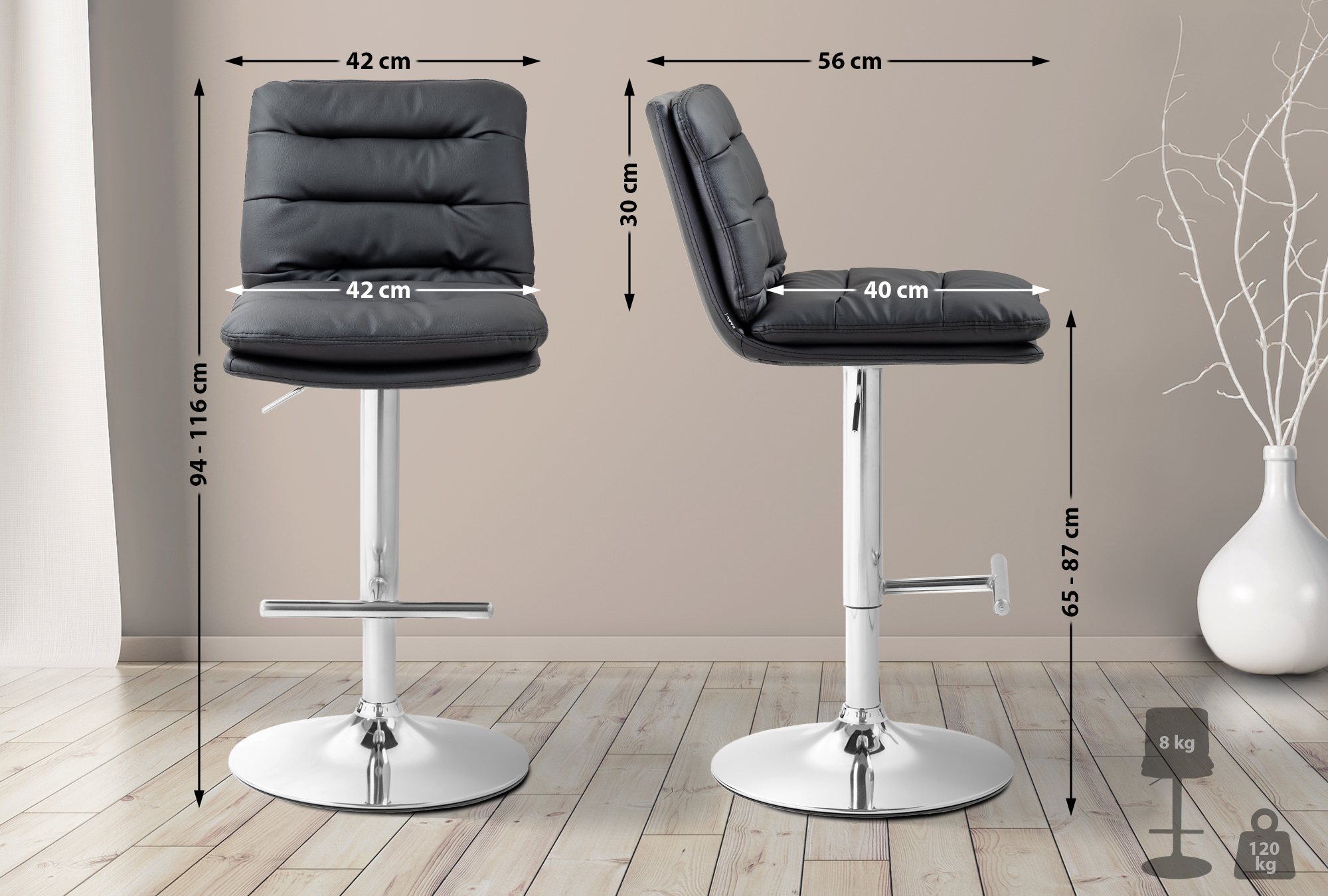2er Set Barhocker Damar Kunstleder