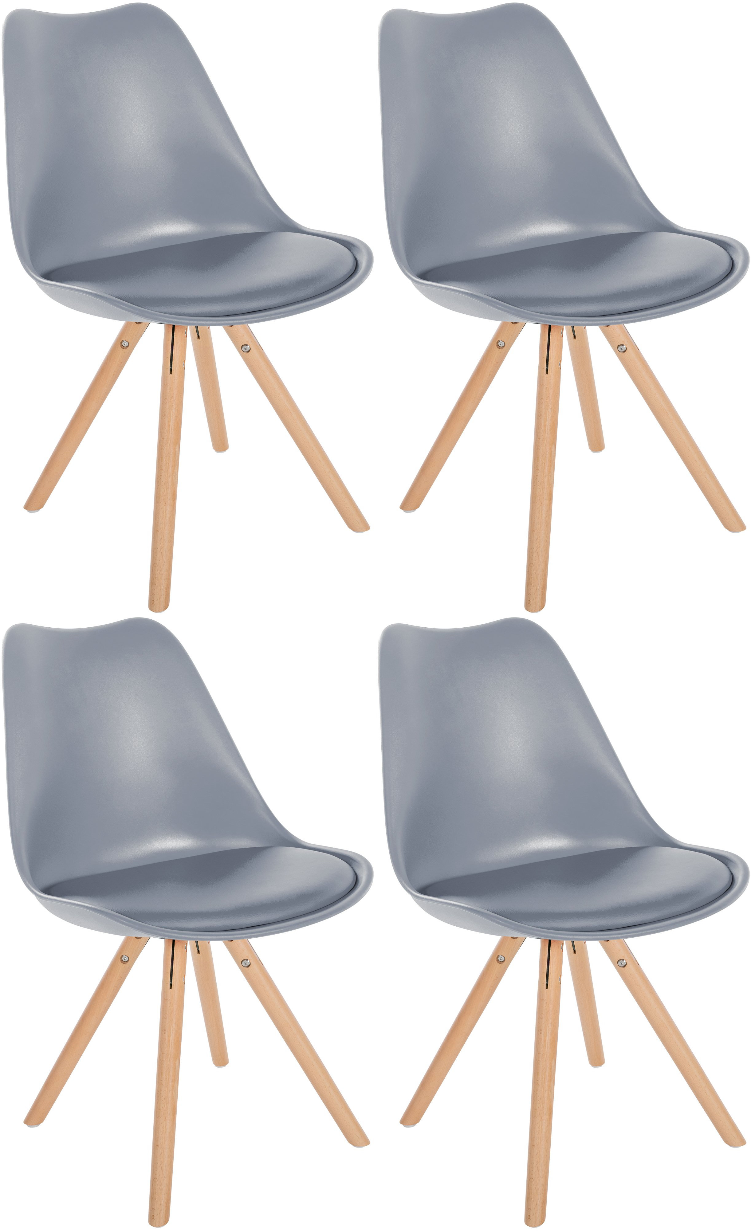 4er Set Stühle Sofia Kunststoff grau natura (rund)
