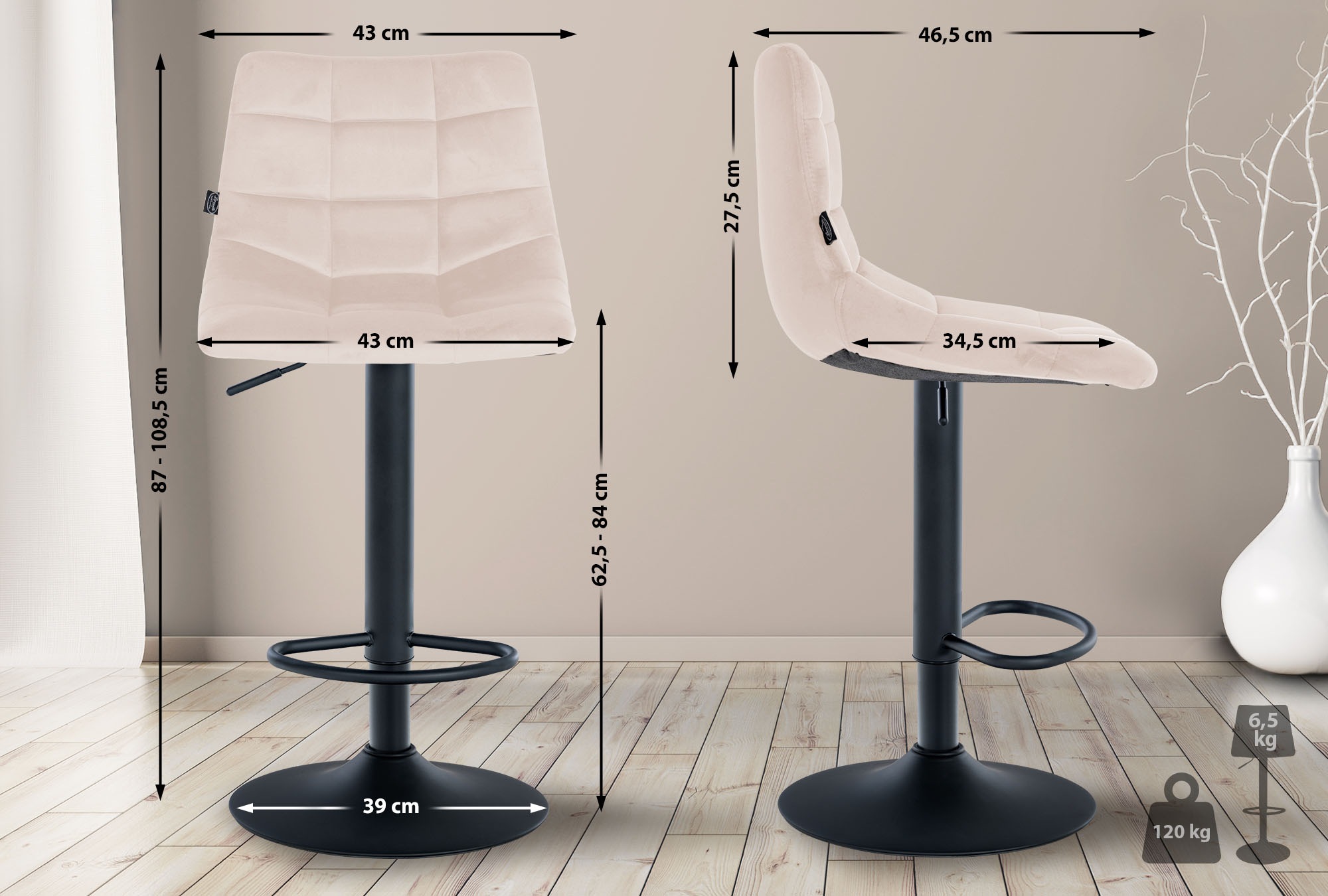 2er Set Barhocker Jerry Samt