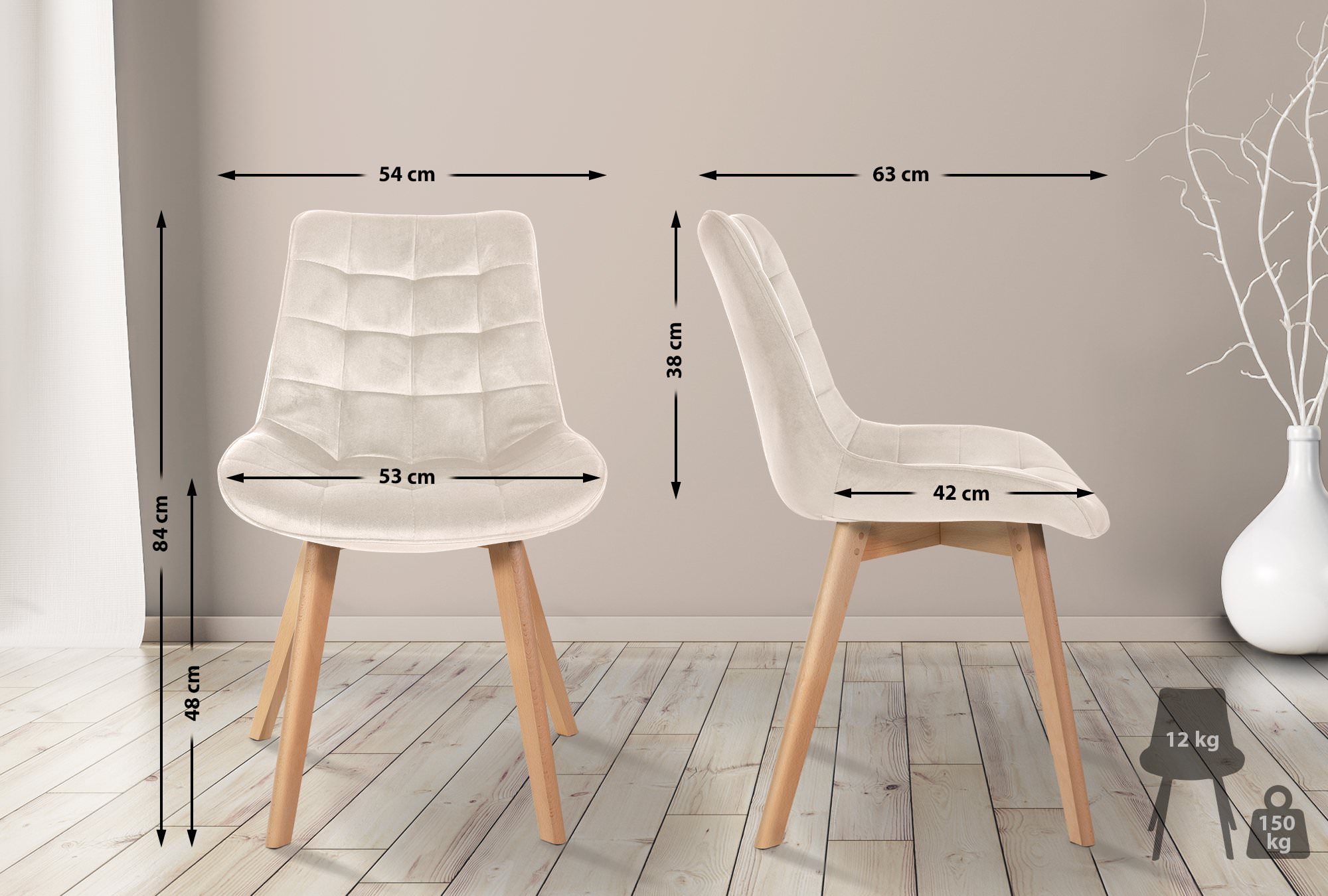 2er Set Stühle Brook Samt